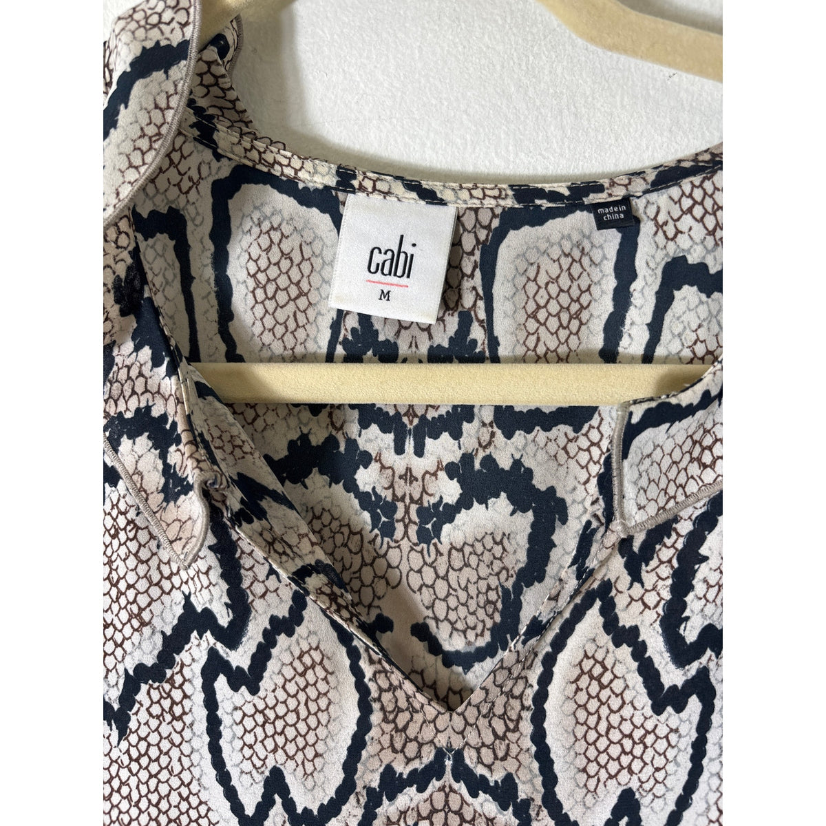 Cabi Brown and Black Snake Print Blouse Sz M