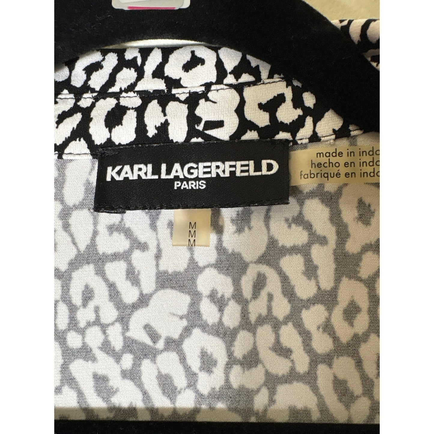 Karl Lagerfeld Black White Long Sleeve Button Up Shirt Sz M