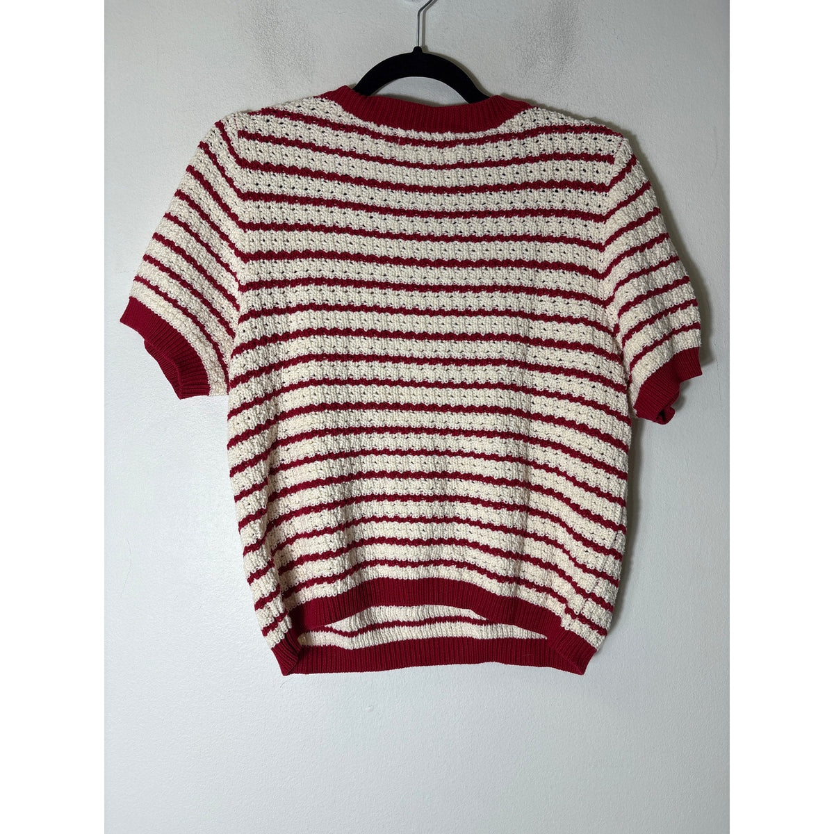 Pinch Red and White Short Sleeve Knit Sweater Sz L