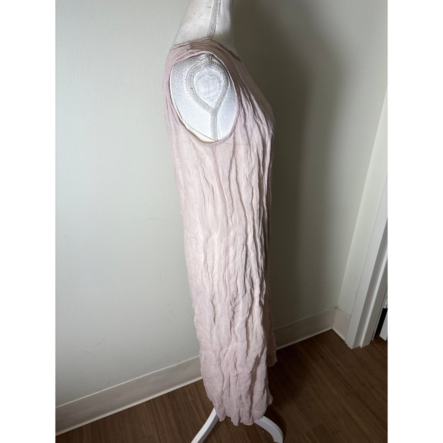 Peserico Pale Blush Gauzy Layered Maxi Dress Sz 6 (42)