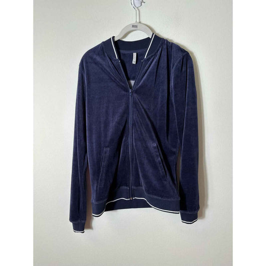 Z Supply Dark Blue Velour Zip Front Jacket Sz S