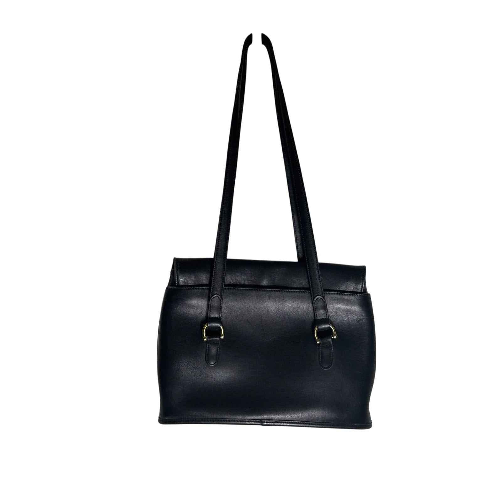 Coach Black Leather Foldover Shoulder Bag 12"x 9