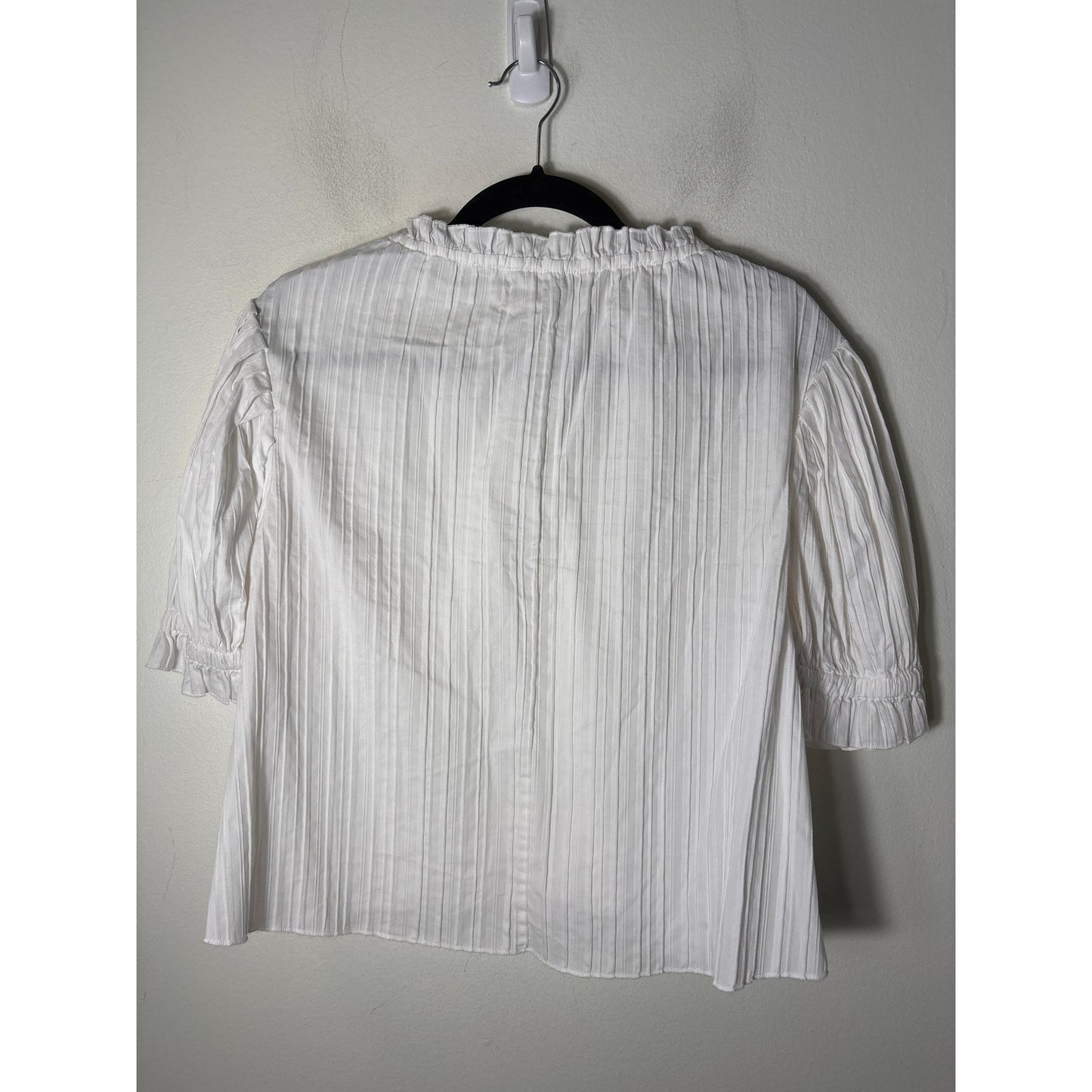 Katherine Kidd White Cotton Seam Pleated Shirt Sz S