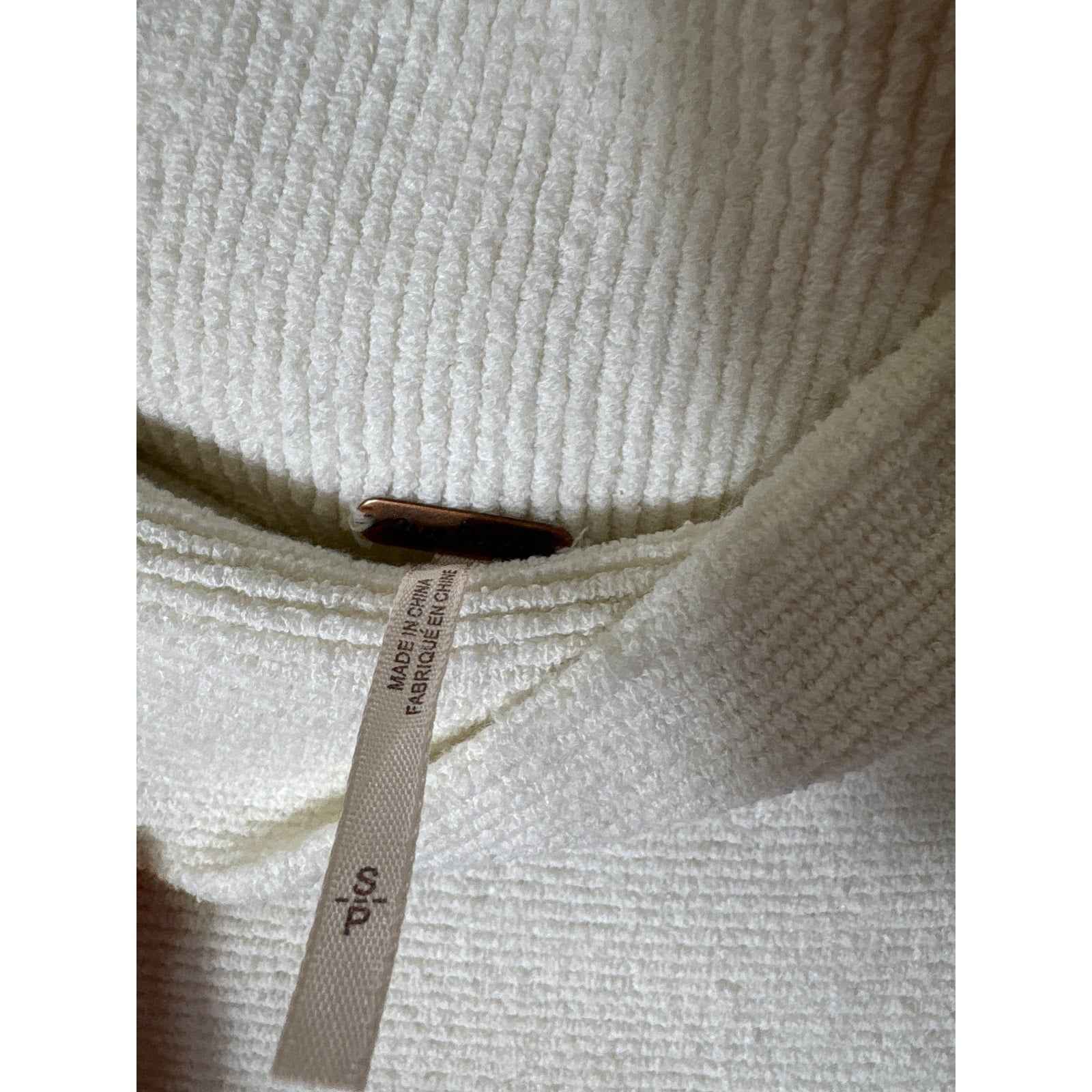 Free People Off White Long Sleeve Mock Neck Ribbed Sweater Sz S