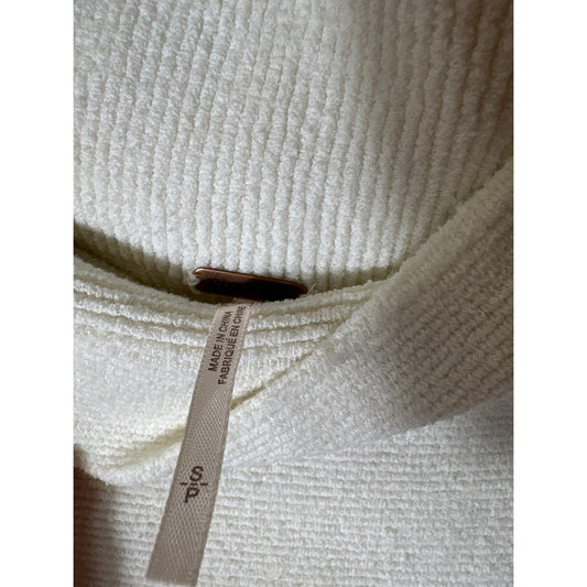 Free People Off White Long Sleeve Mock Neck Ribbed Sweater Sz S