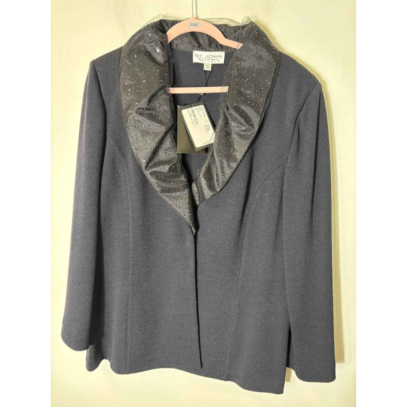 NWT St. John Evening Black Cocktail Long Sleeve Jacket Sz 16