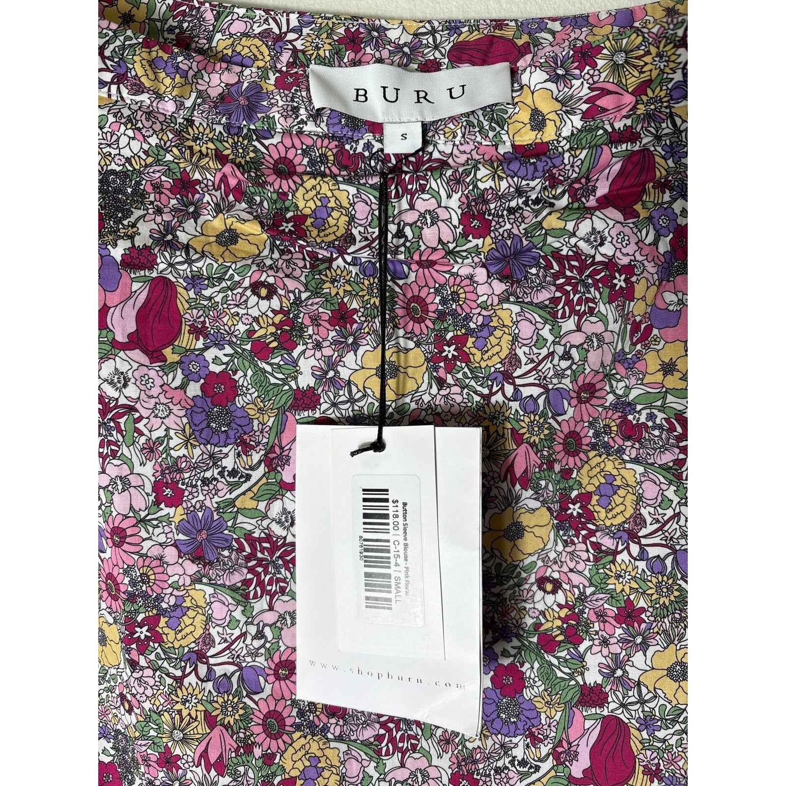 NWT Buru Pink Floral Button Sleeve Blouse and Mini Skirt Set Sz S