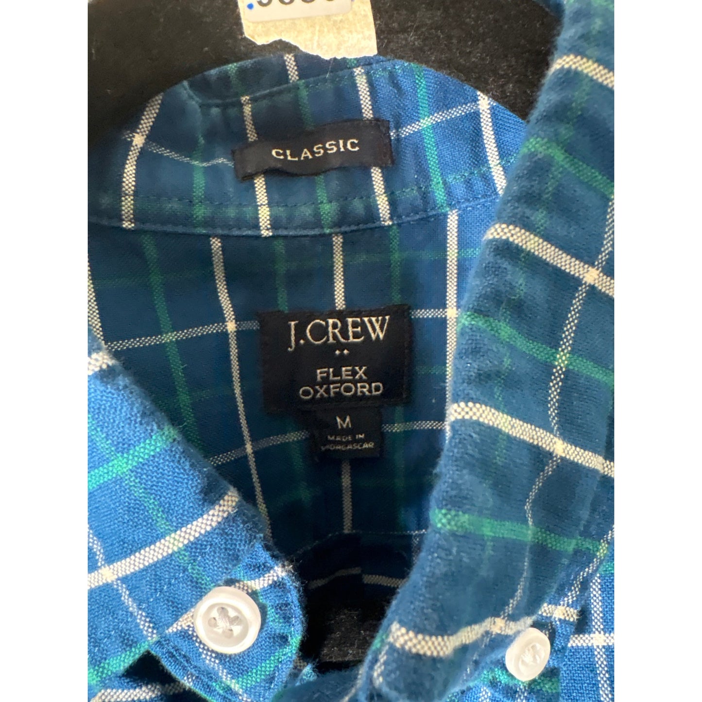 Mens J.Crew Classic Flex Oxford Blue Window Pane Button Up Shirt Sz M