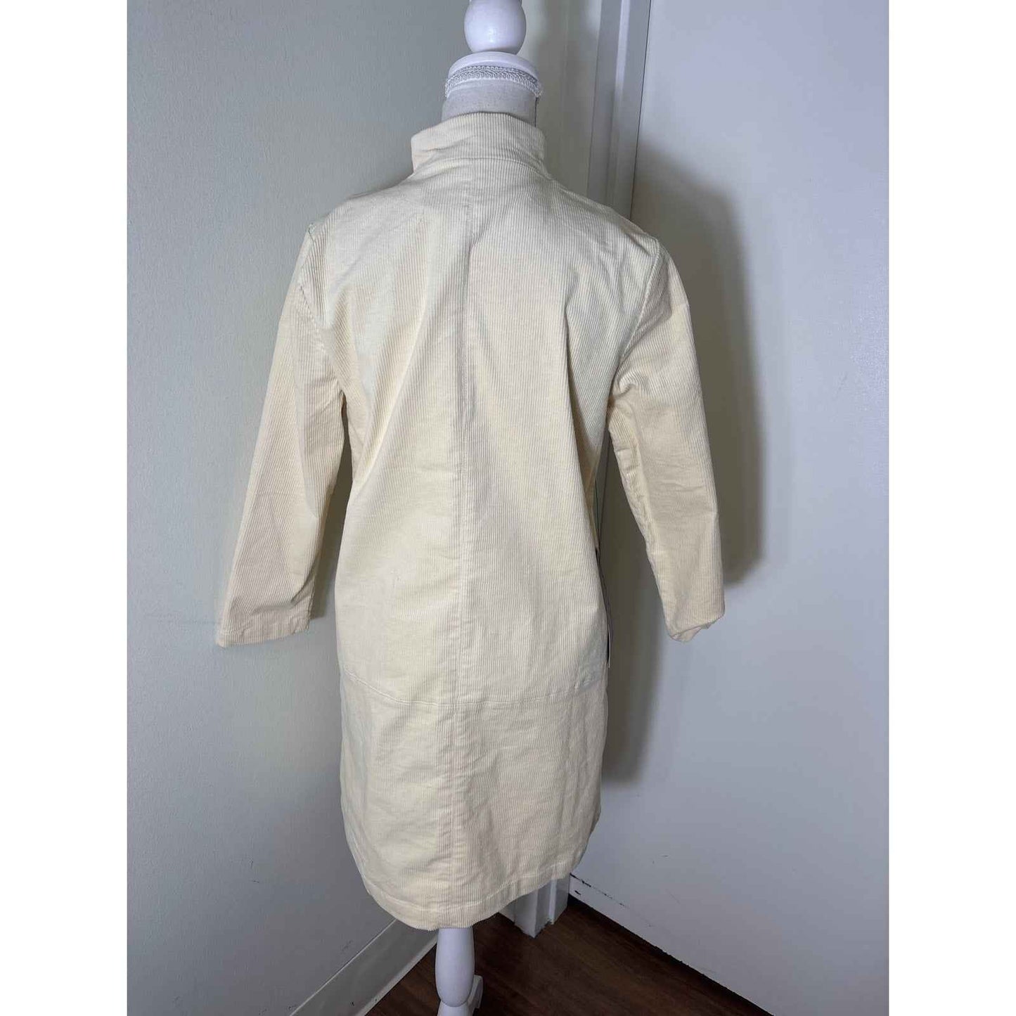 NWT Tuckernuck Cream Long Sleeve V-Neck Cordoroy Knee Length Dress S