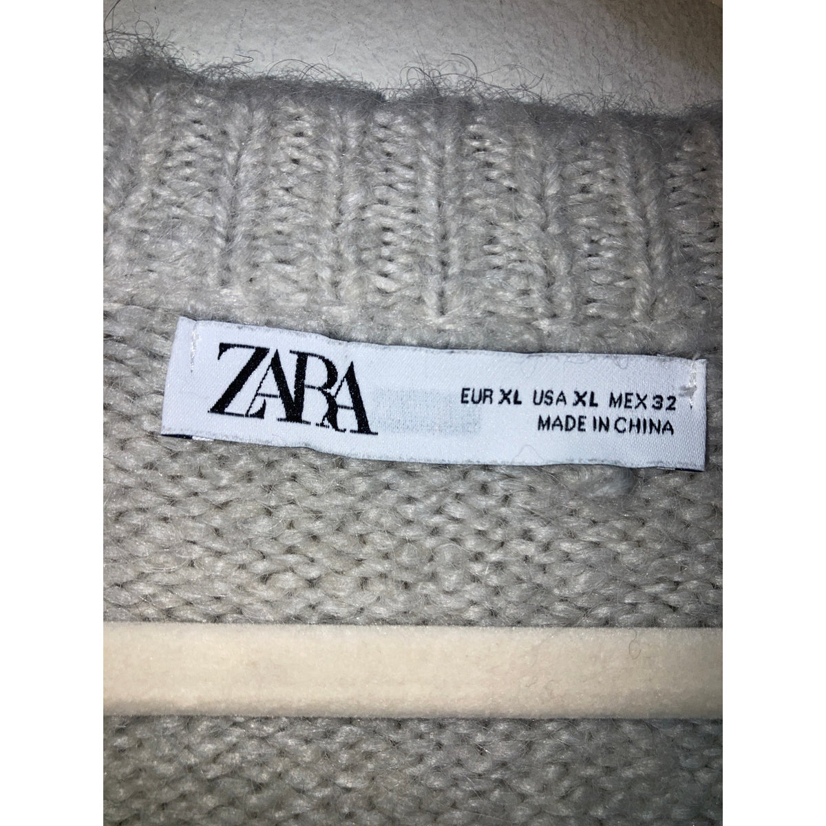 Zara Gray Long Sleeve Knit Crop Sweater Sz XL