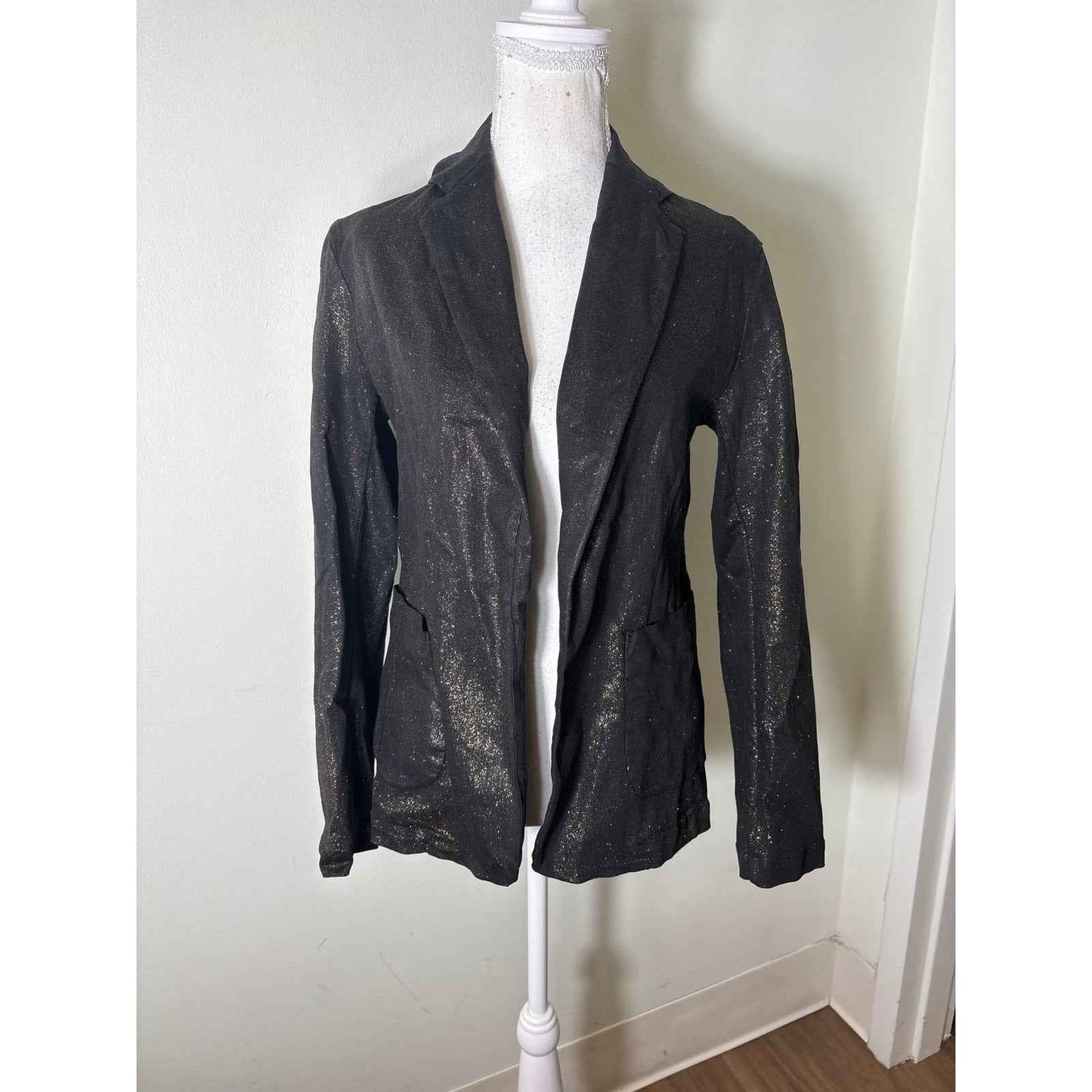 Frank & Eileen Black Shimmer Blazer Sz S