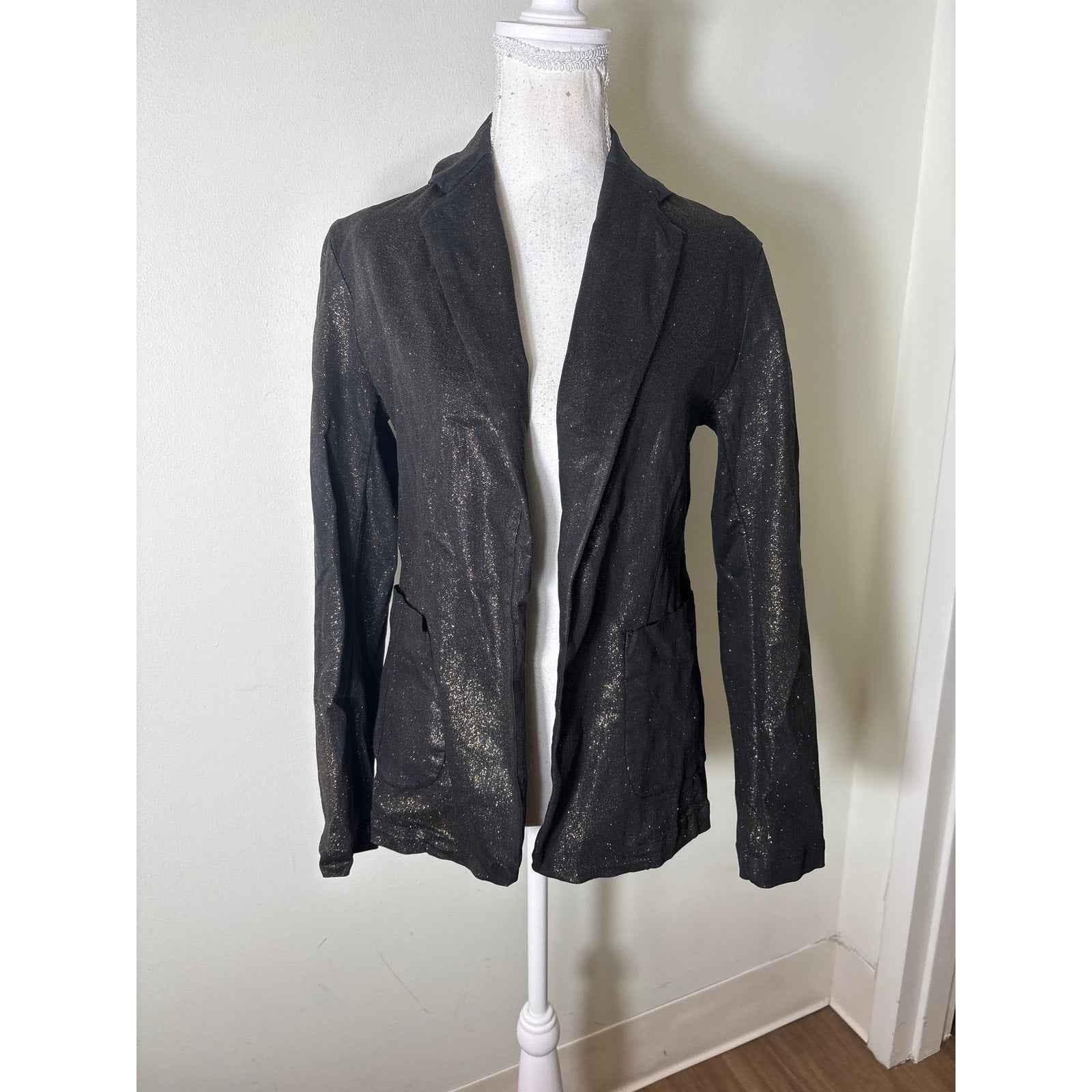 Frank & Eileen Black Shimmer Blazer Sz S