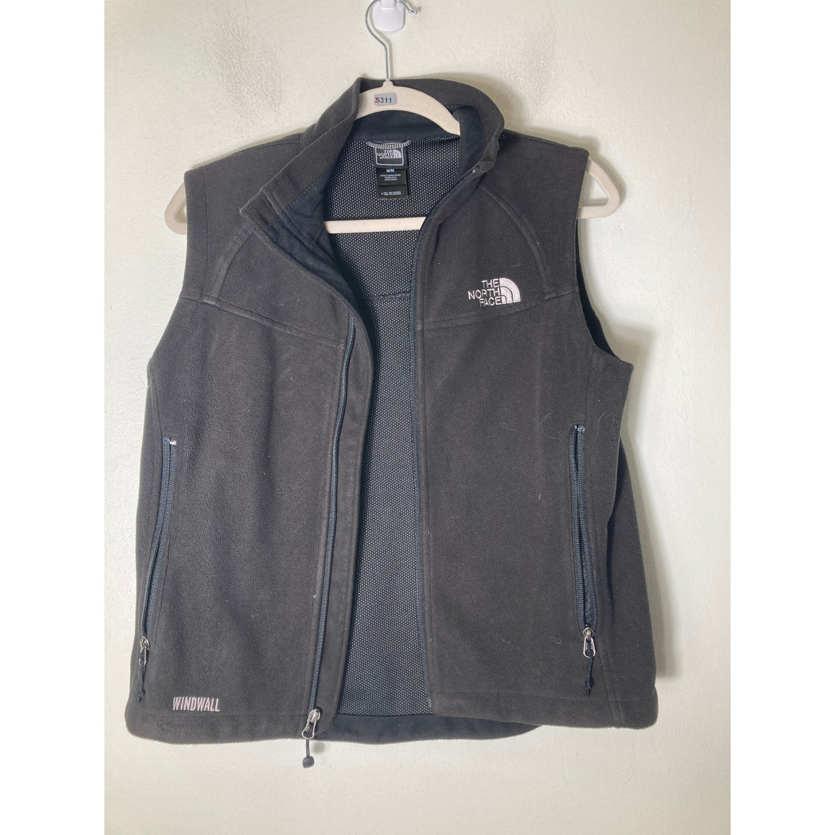 North Face Black Windwall Fleece Zip Up Vest Sz M