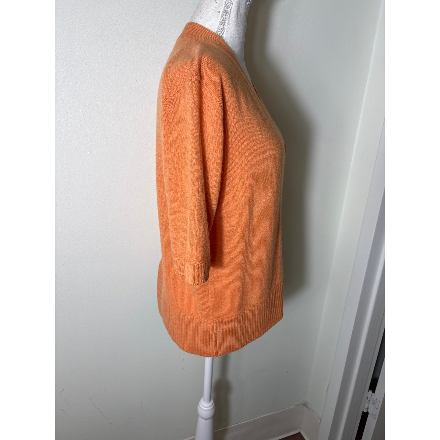 NWT Sharis Tangerine Half Sleeve Cashmere Button Up Cardigan Sz M