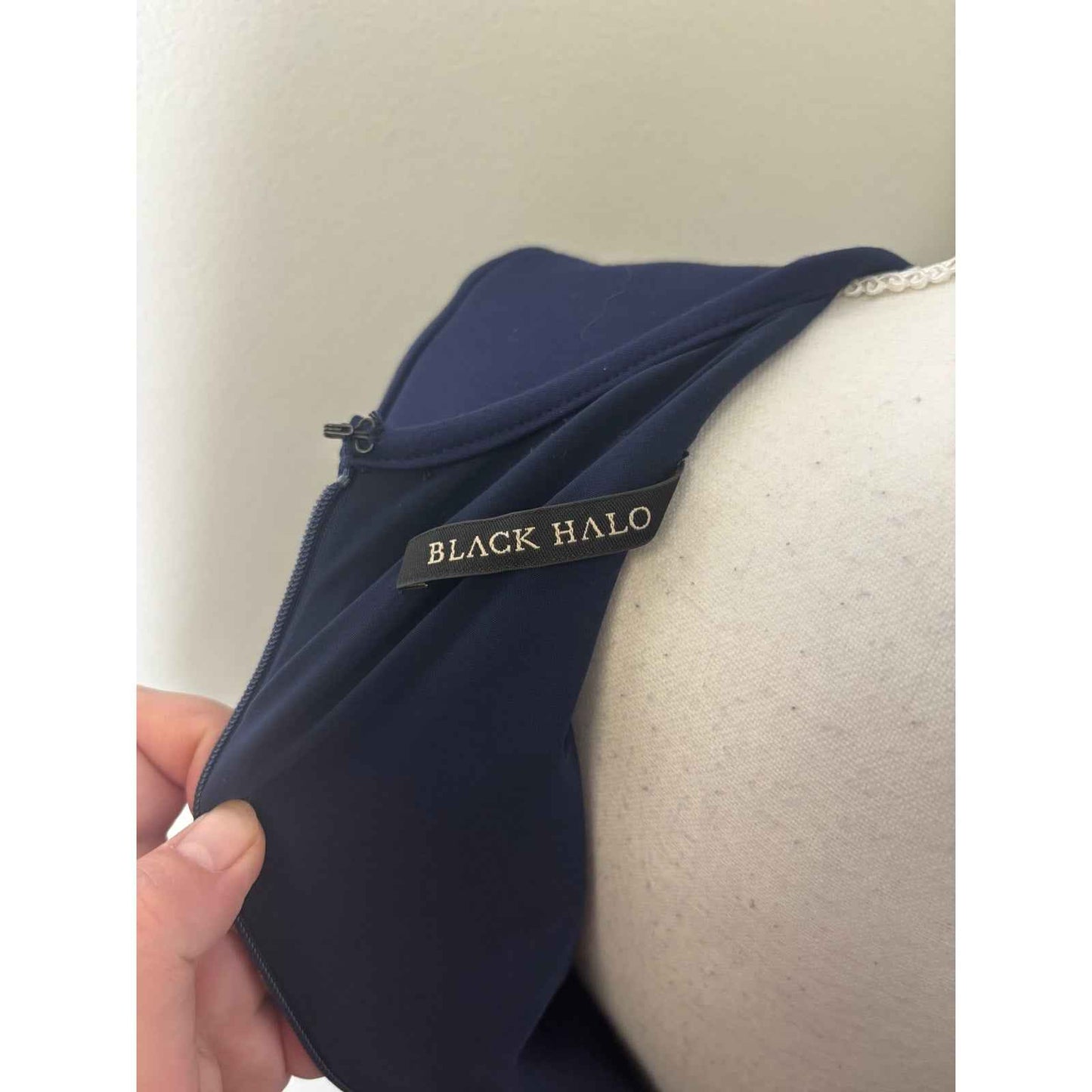 Black Halo Navy Blue Long Sleeve Mini Dress Sz 6