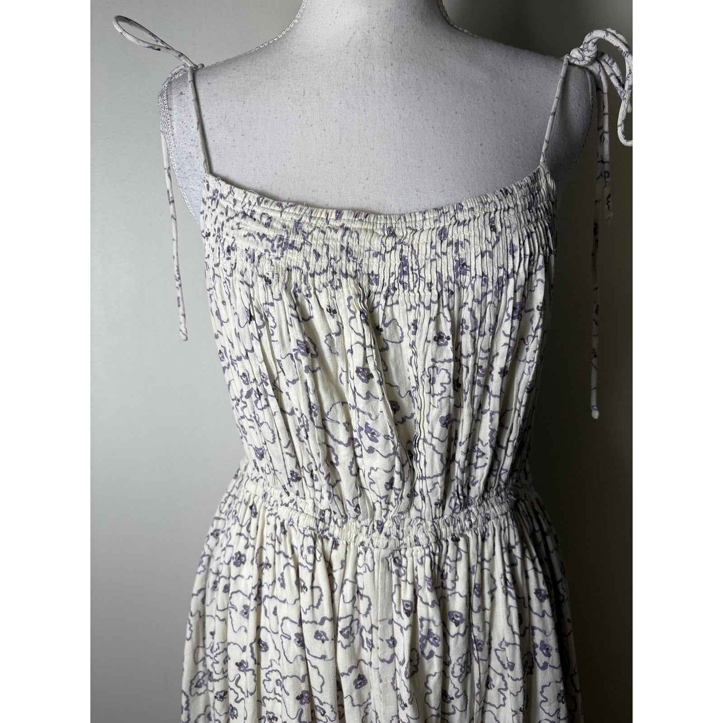 Apiece Apart Lavendar Floral Cream Maxi Dress Sz 6