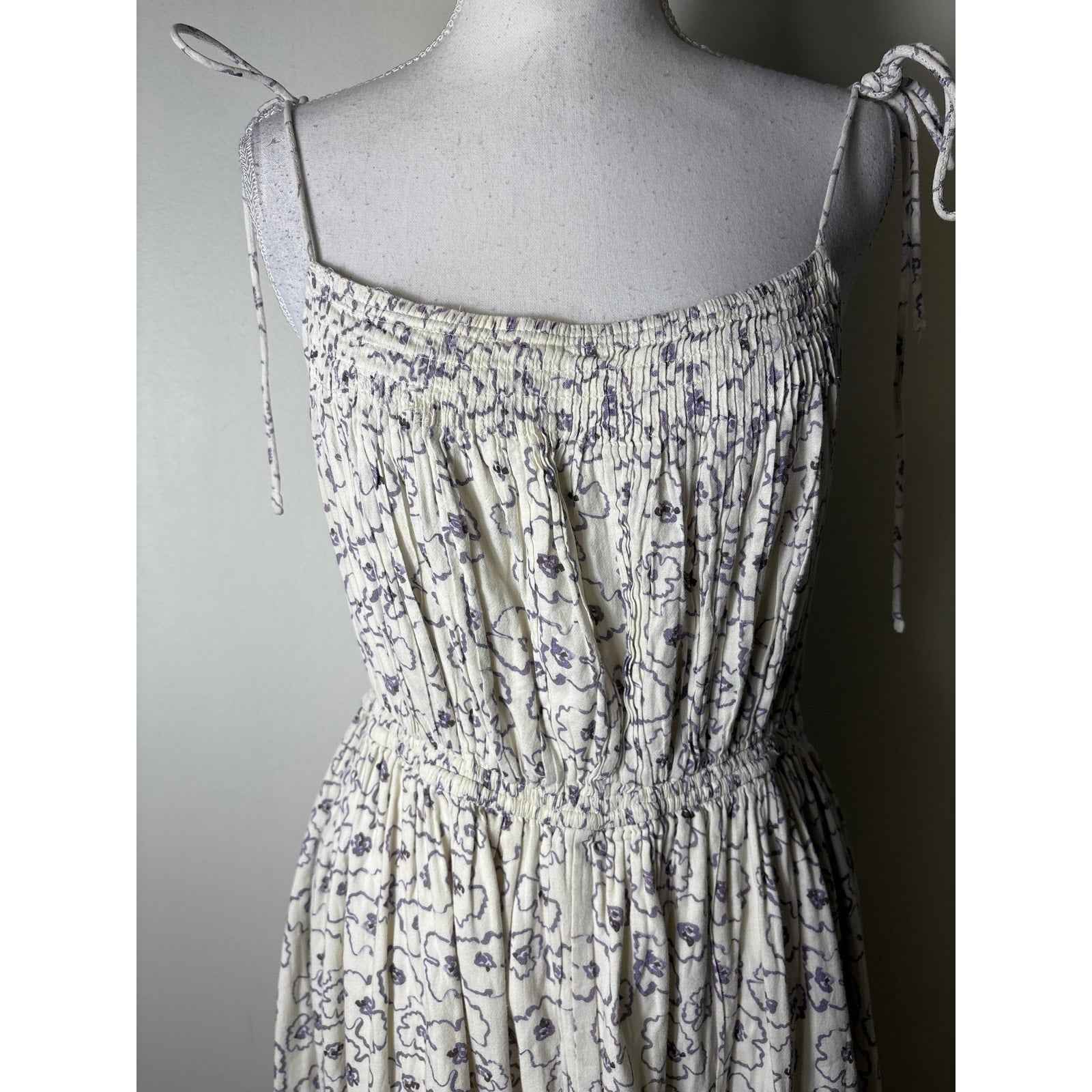 Apiece Apart Lavendar Floral Cream Maxi Dress Sz 6