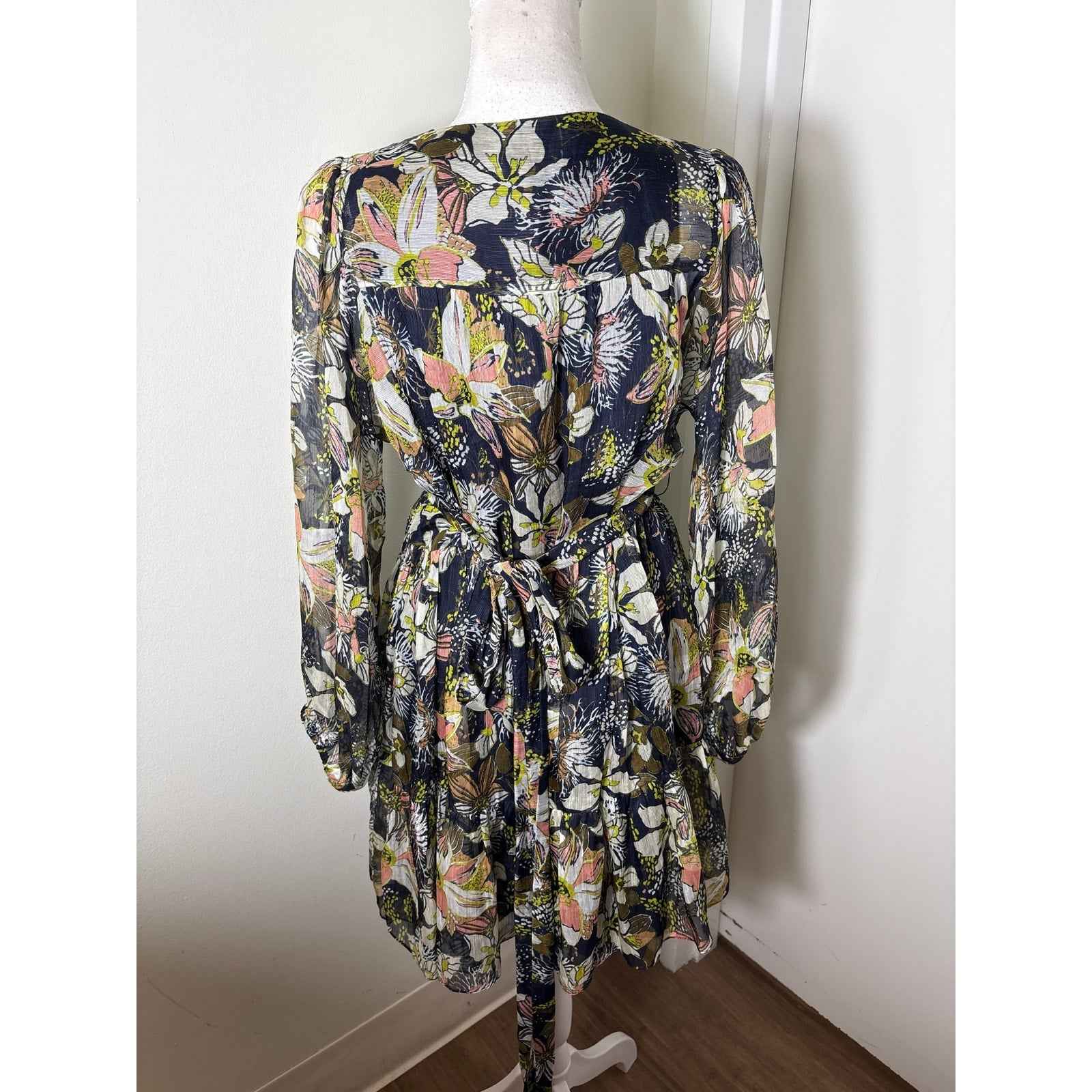 NWT Tanya Taylor Vivaria Black Floral Dress Sz S