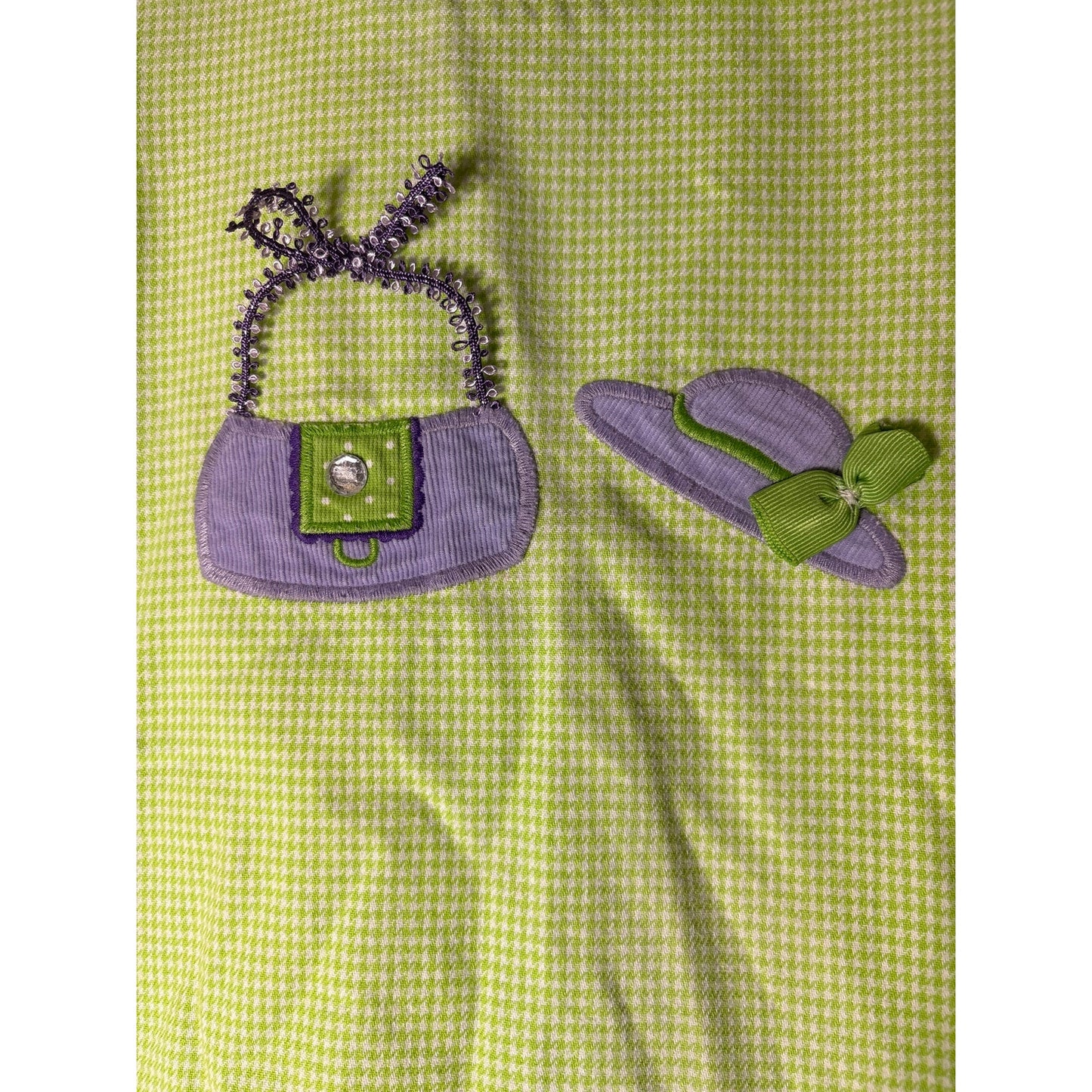 Girls Vintage The Bailey Boys Green&White houndstooth Purse applique dress Sz 6