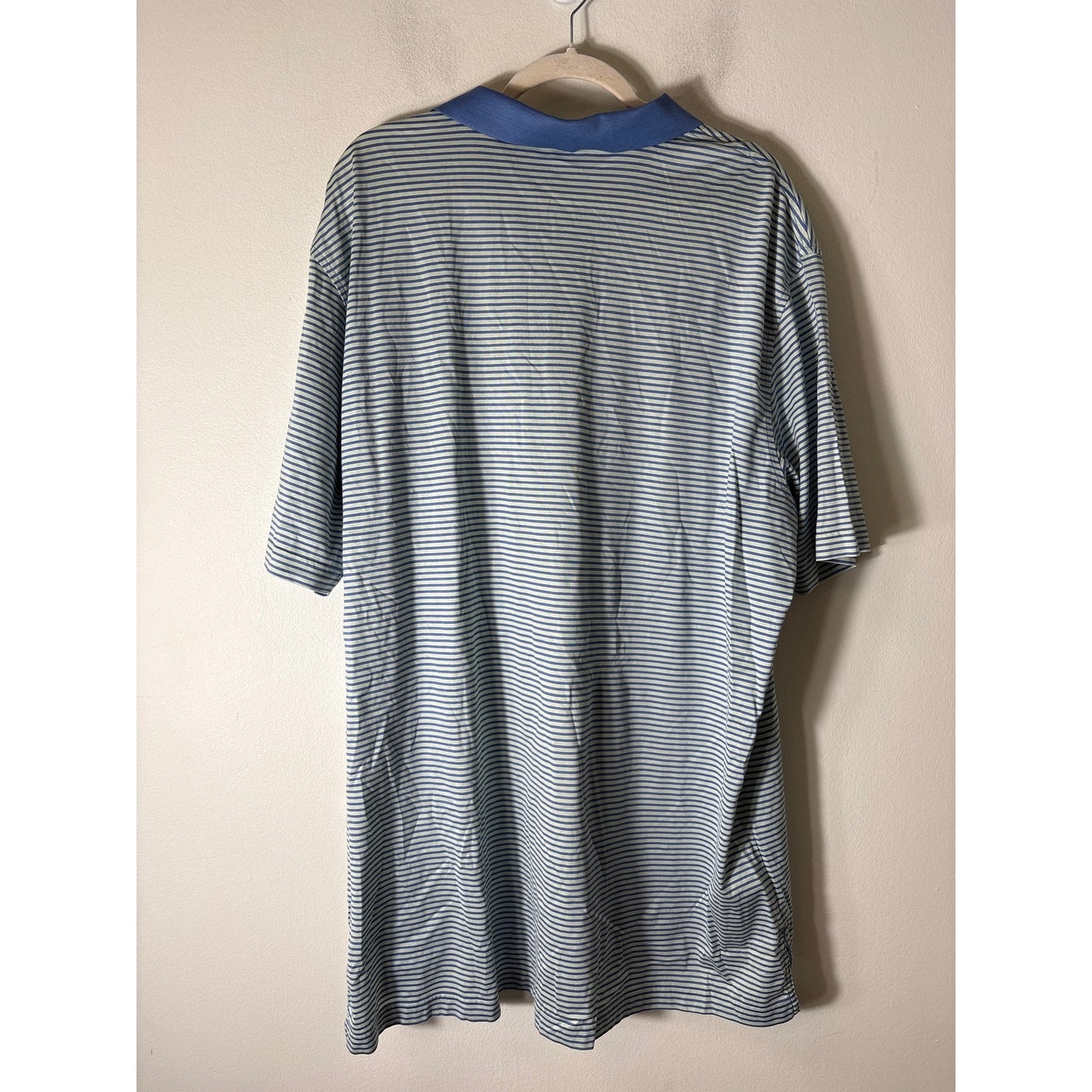 Mens Peter Millar Pale Green and Blue Stripe SS Polo Style Shirt Sz XXL