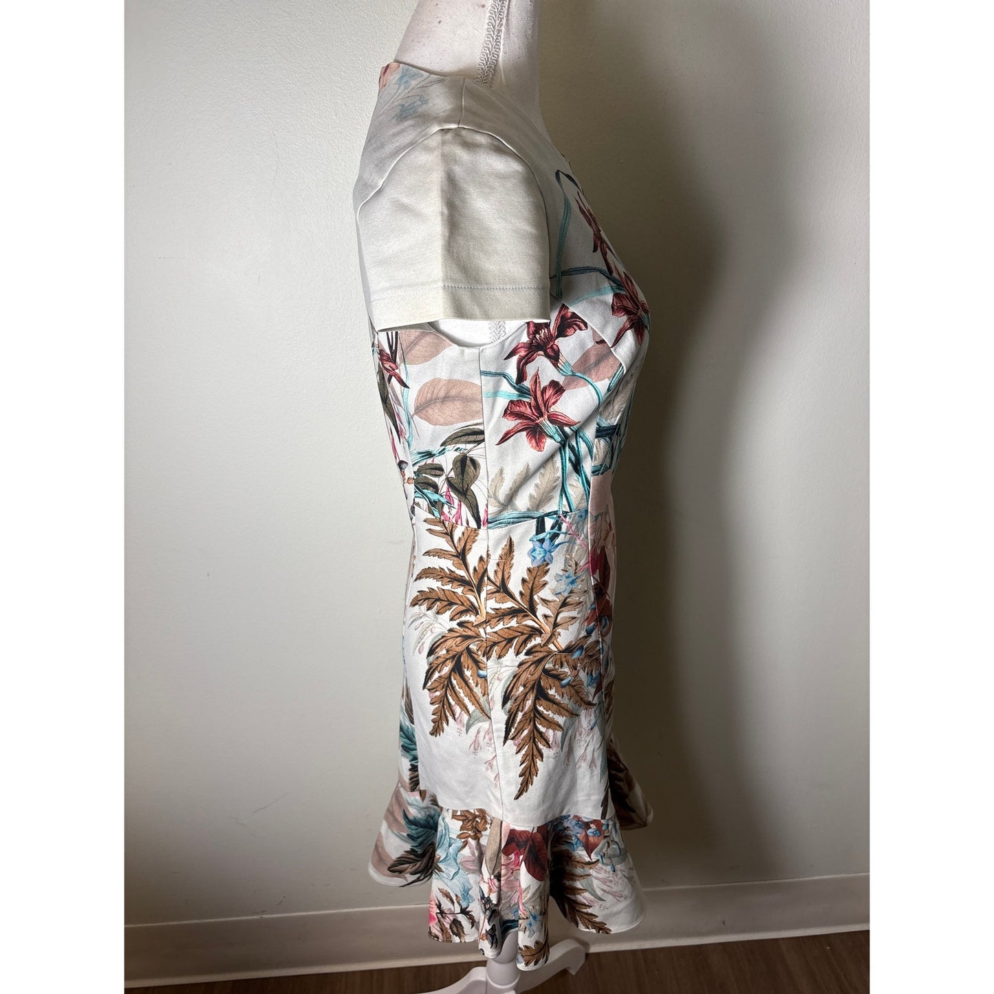 Amanda Uprichard Light Blue Floral Cap Sleeve Midi Dress Sz S