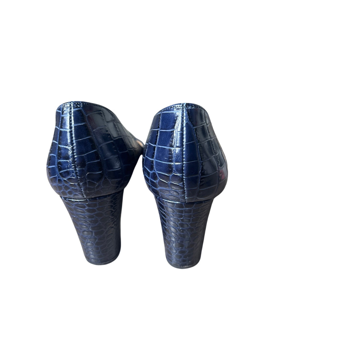 L.K. Bennett dark blue Snakeskin Closed Toe High Heel Pump Sz 39.5