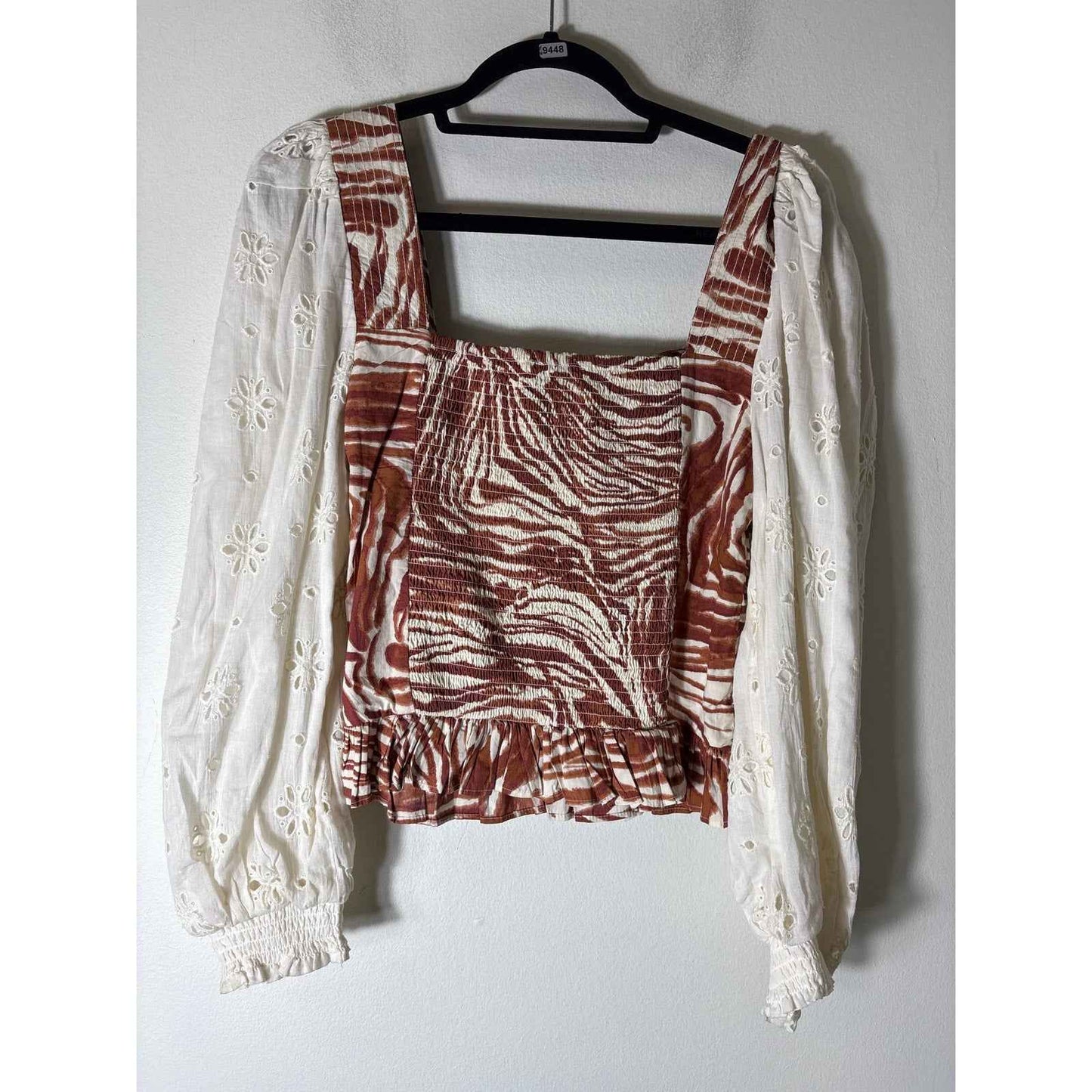 Love the Label Off White Mixed Medi Long Sleeve Top Sz S