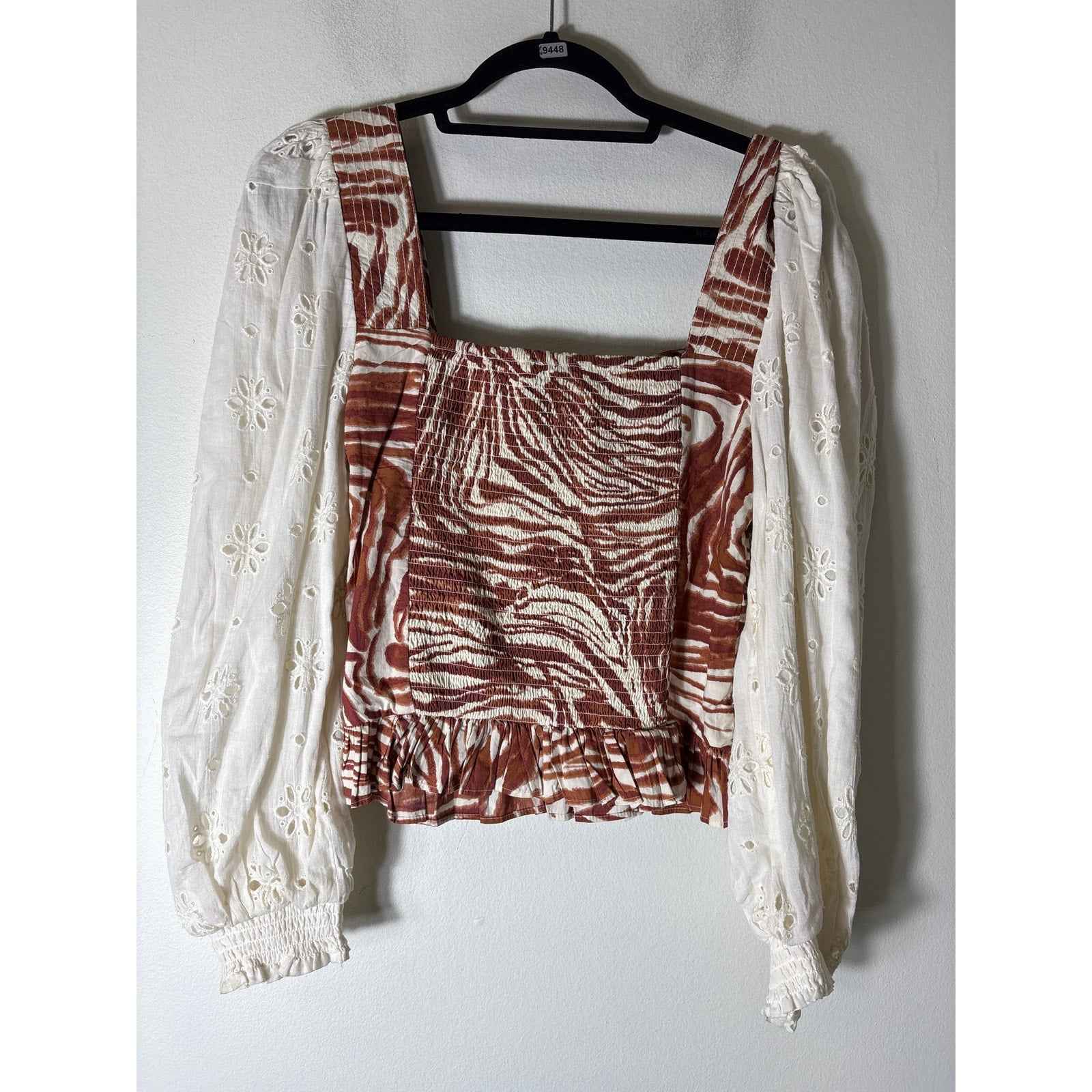 Love the Label Off White Mixed Medi Long Sleeve Top Sz S
