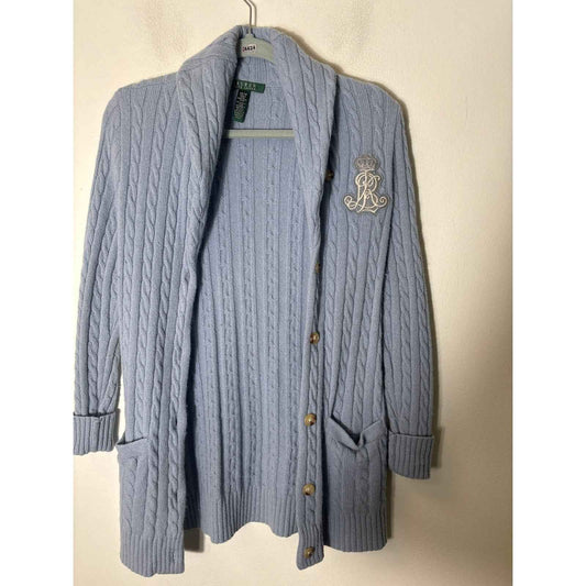 Lauren Ralph Lauren Powder Blue Long Sleeve Wool Blend Button Up Sweater Sz XS