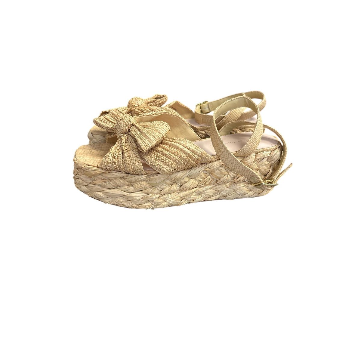 Loeffler Randall Rafia Bow Wedge Sandals Sz 9