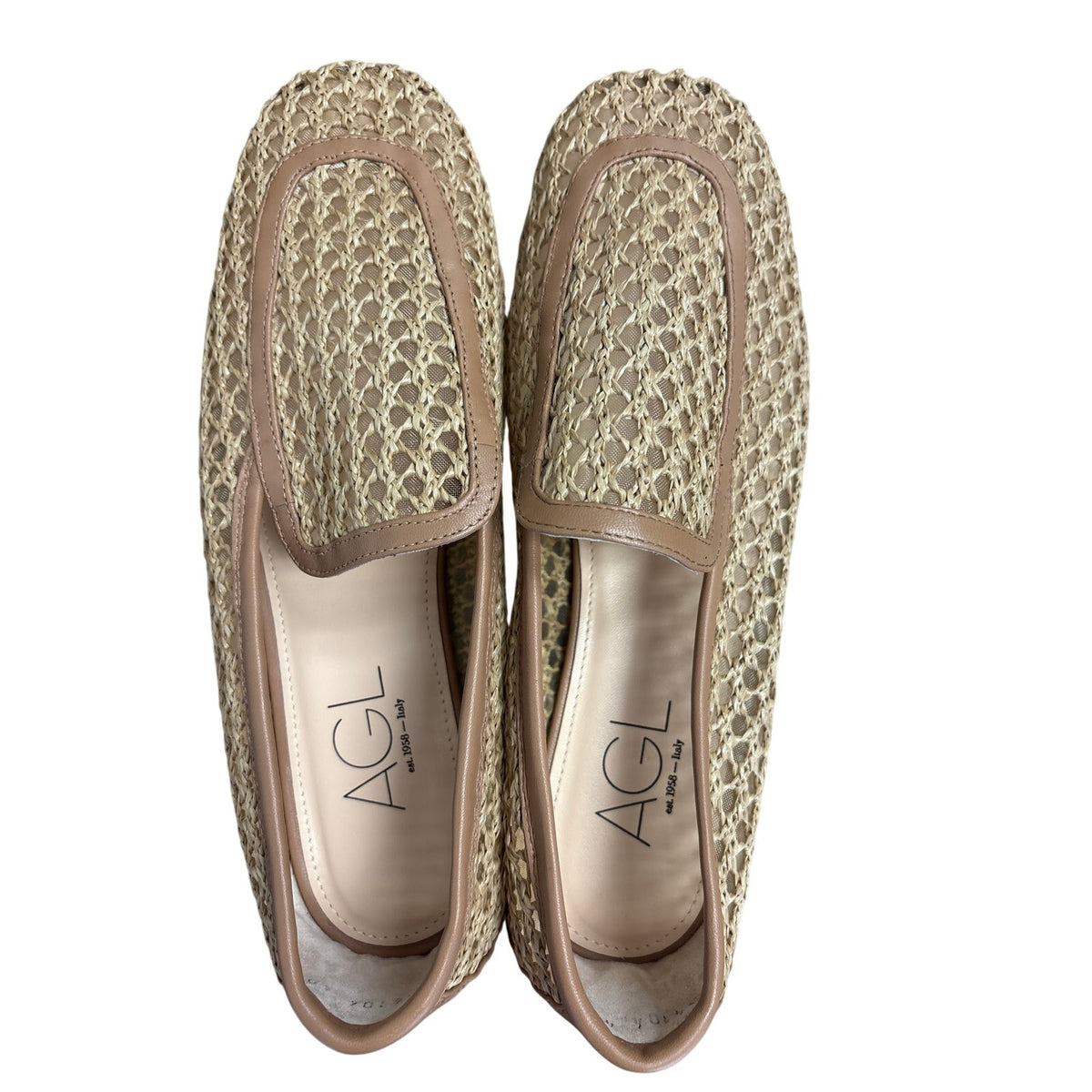 NIB AGL Harper Cognac Rafia Loafer Sz 40