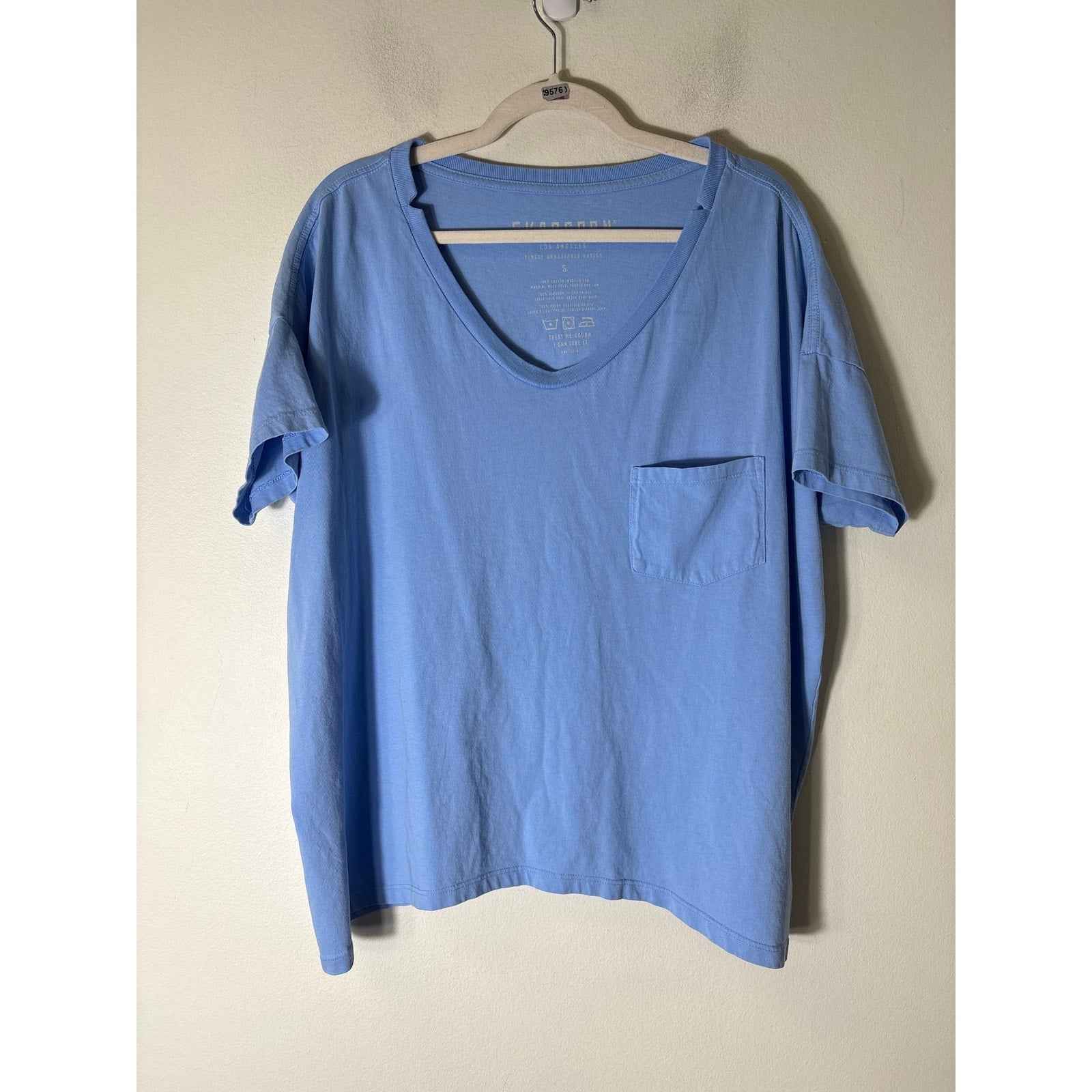 Skargorn Light Blue Boat Neck Short Sleeve Cotton Tee Sz S
