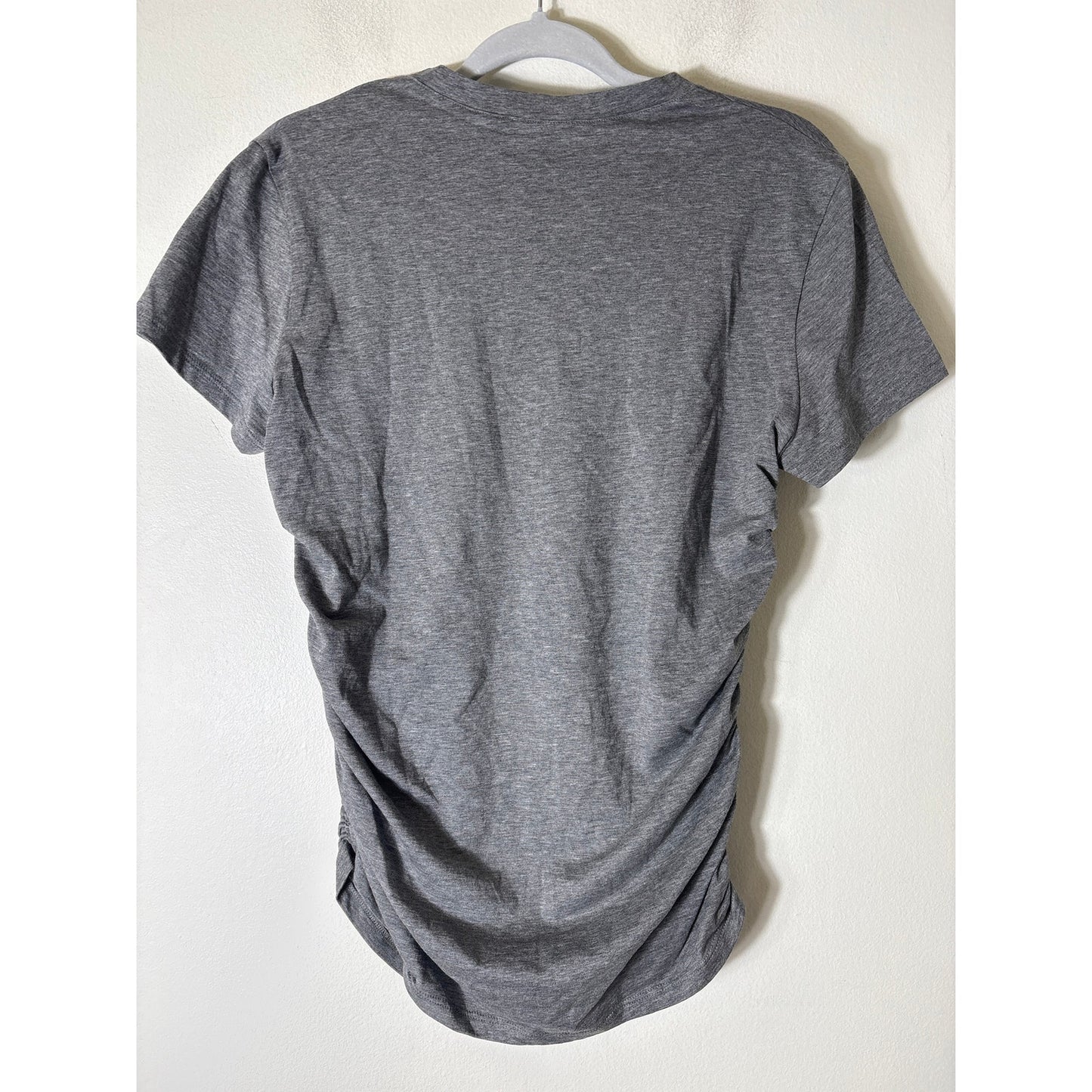 Theory Gray Short Sleeve Ruched Cotton Tee Shirt Sz L