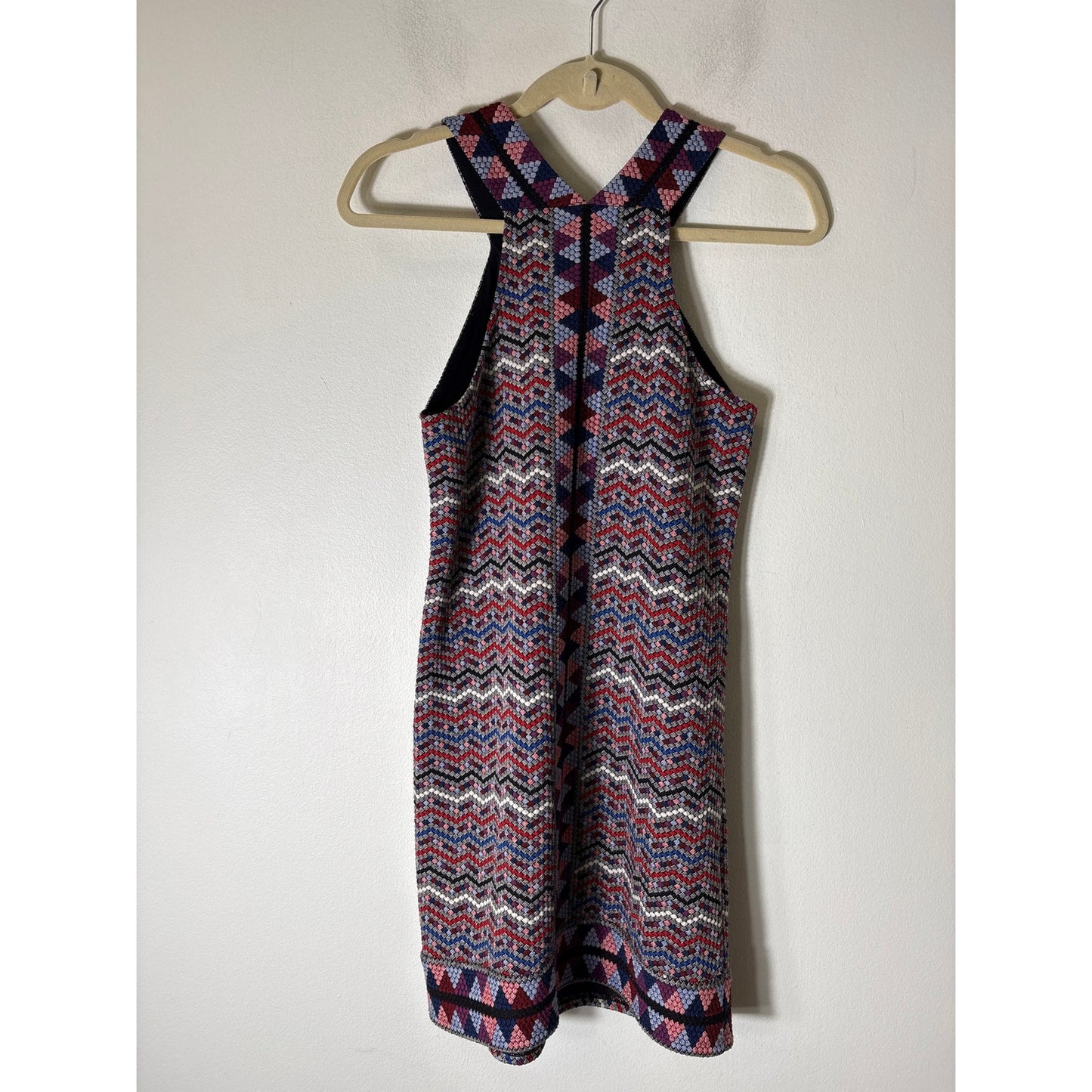 BCBG Maxazria Blue Geometric Sleeveless Knee Length Dress Sz XS