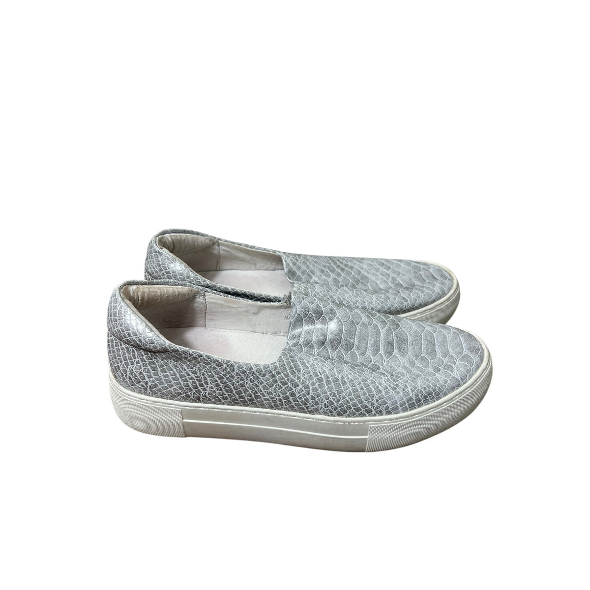 J/Slides Silver Snake Skin Slip On Sneakers Sz 7.5