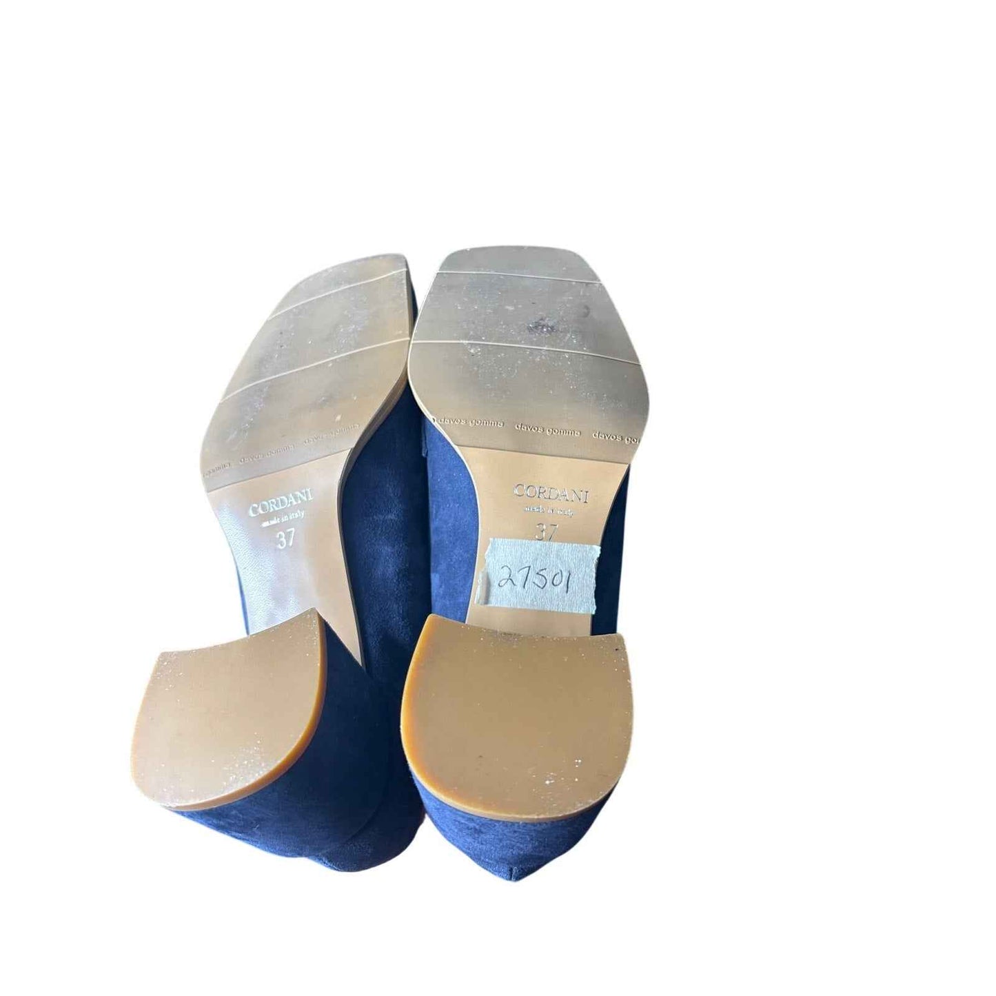 Cordani Articolo Nisha Navy Blue Loafer Heels Sz 37 (6.5)