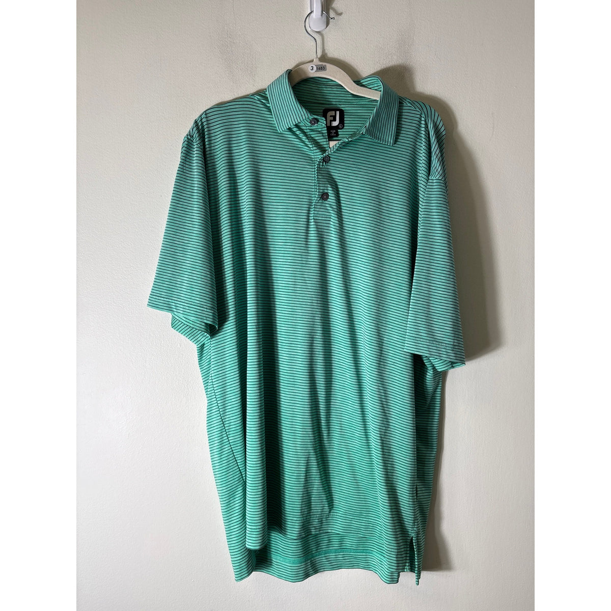 Foot Joy Mint Green Stripe Short Sleeve Golf Shirt Sz L