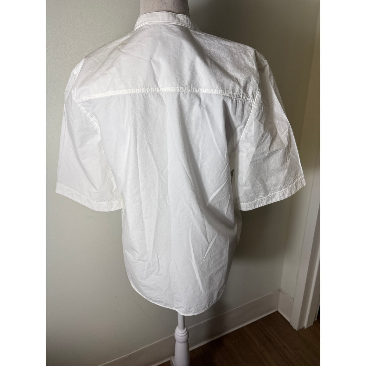 COS White Smock Front Short Sleeve Cotton Shirt Sz 8