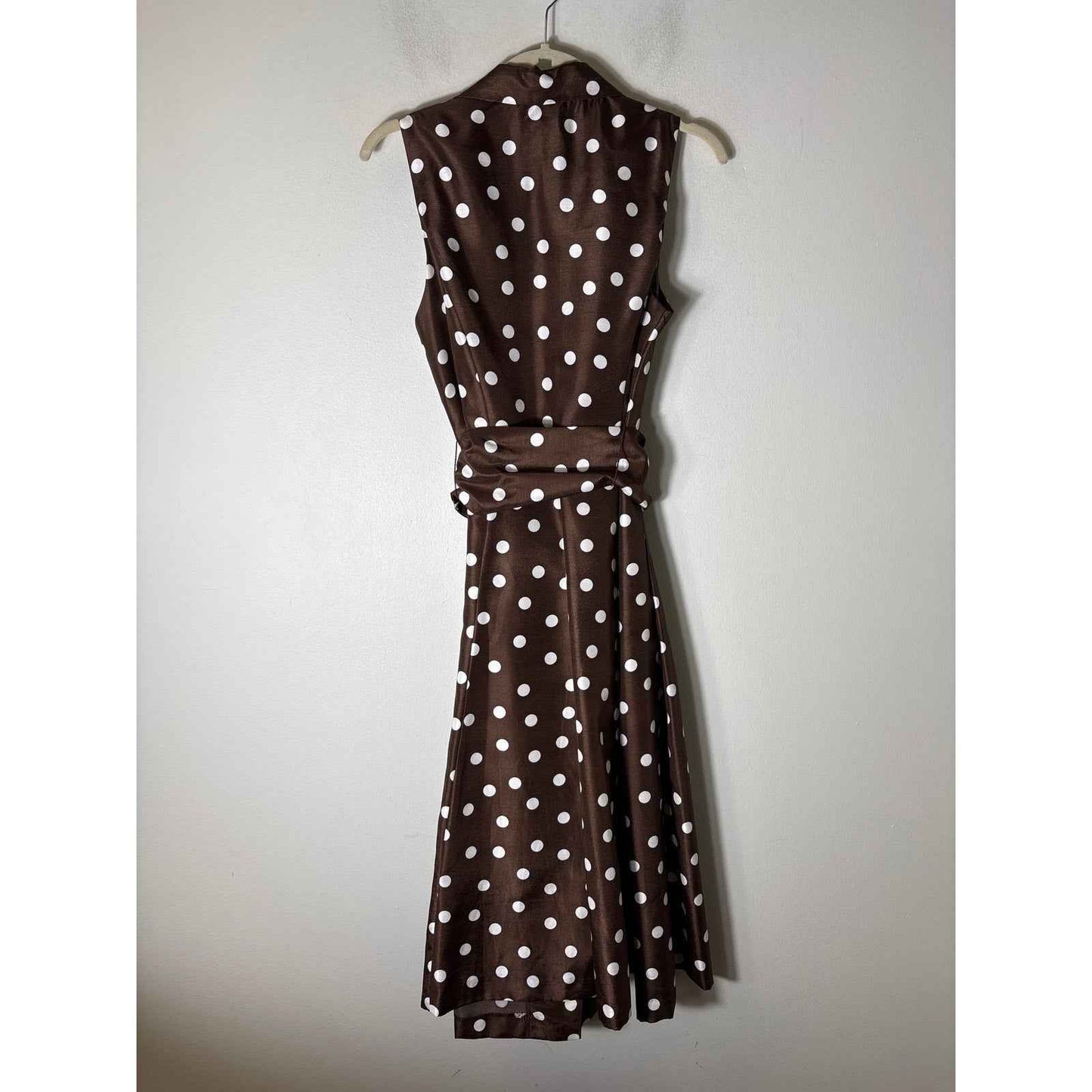 Jessica Howard Brown Polka Dot Button Up Maxi Dress Sz 8