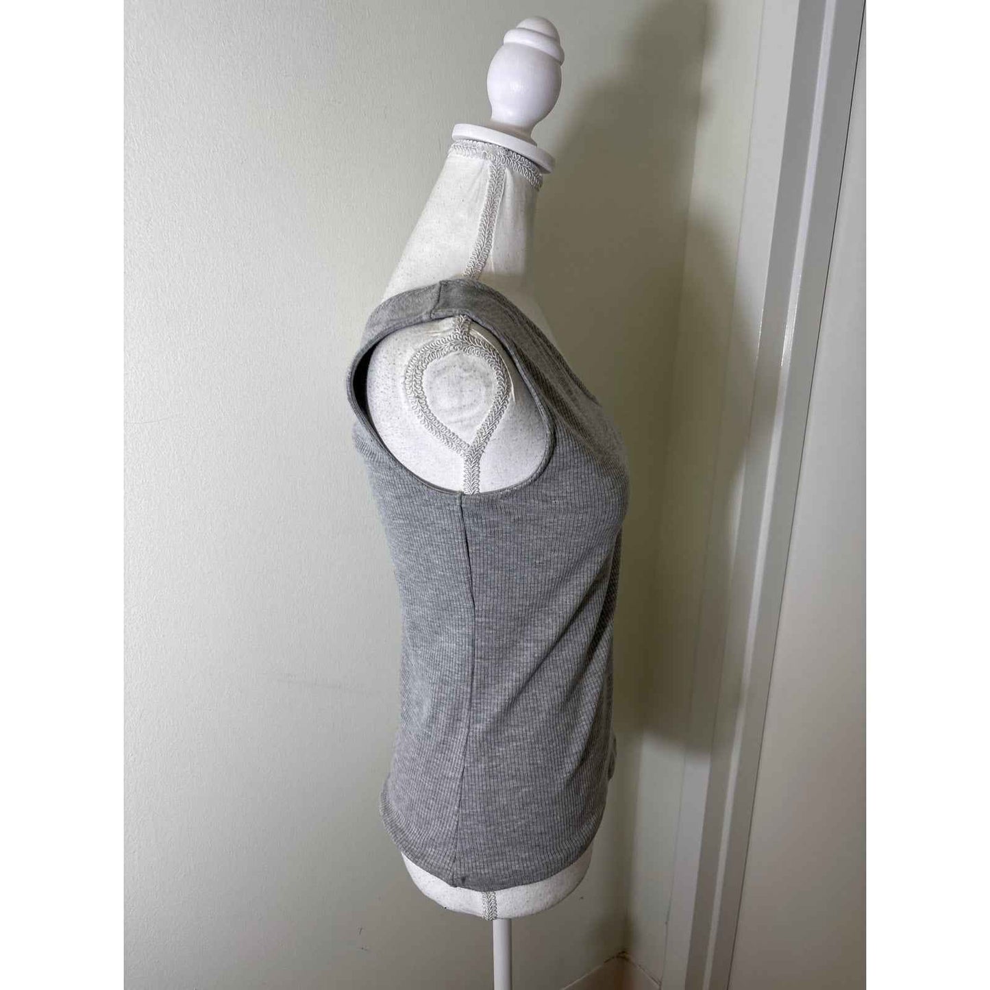 JUST Female Gray One Shoulder Ribbed Knit Tank Sz M