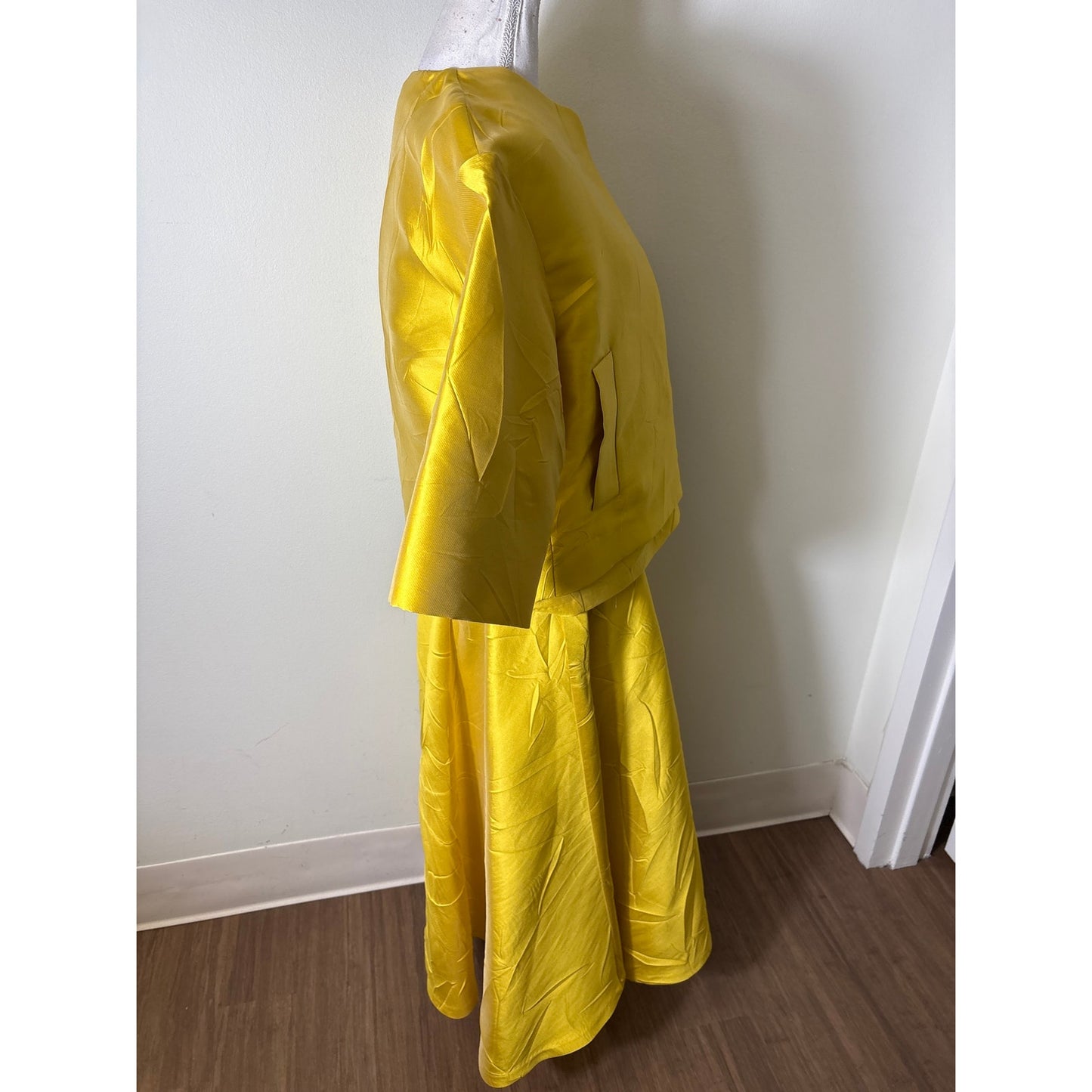 Odeeah Golden Yellow 3/4 Sleeve Top and Skirt Set Sz 34