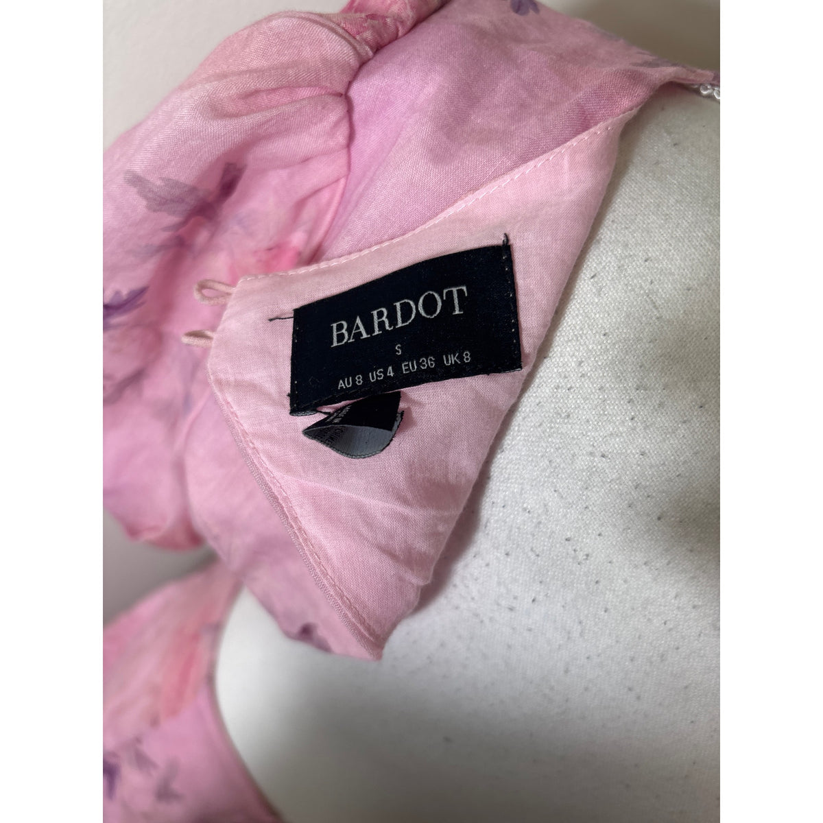 Bardot Pink Floral Backless Floor Length Dress Sz 4
