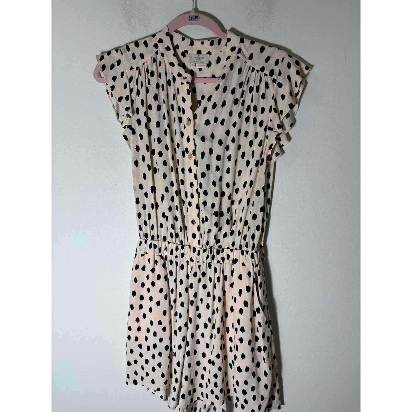 Kate Spade Leopard Dot Crepe Romper Sz 0
