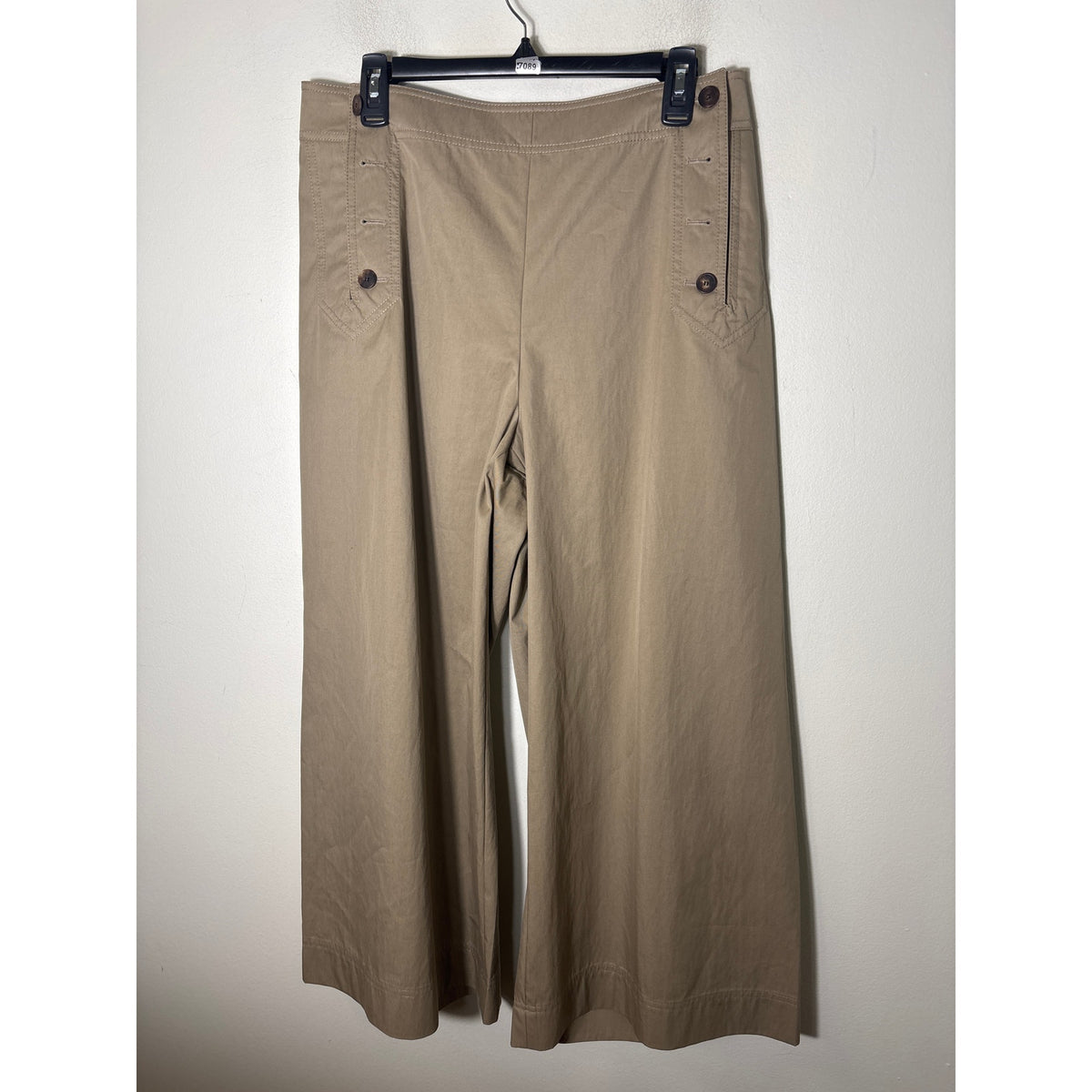 Lafayette 148 Khaki Flat Front Sailor Style Wide Leg Pants Sz 14