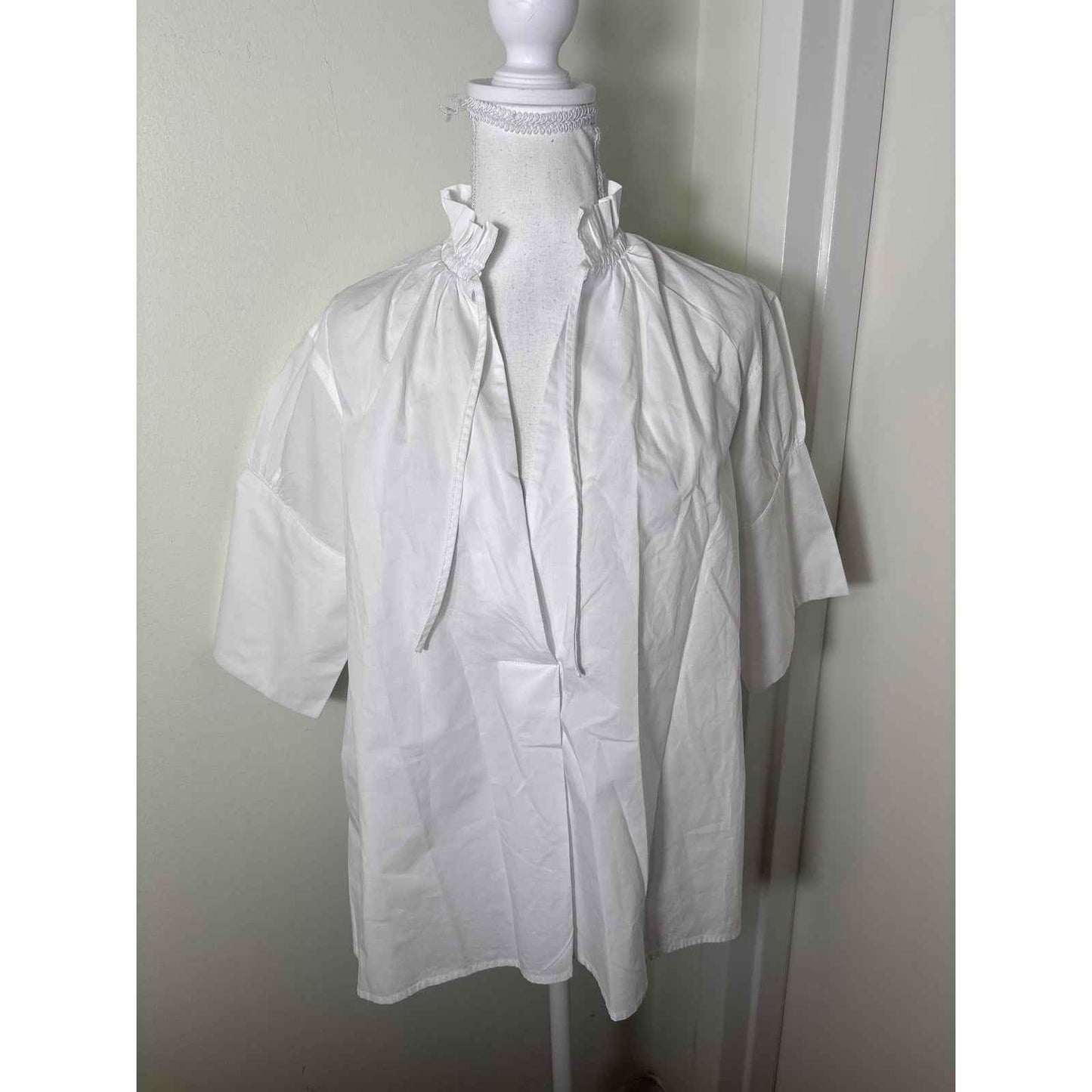 Psophia Vazquez de Castro White Cotton Half Sleeve Shirt Sz S