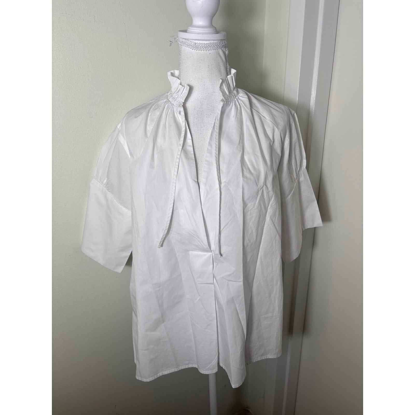 Psophia Vazquez de Castro White Cotton Half Sleeve Shirt Sz S