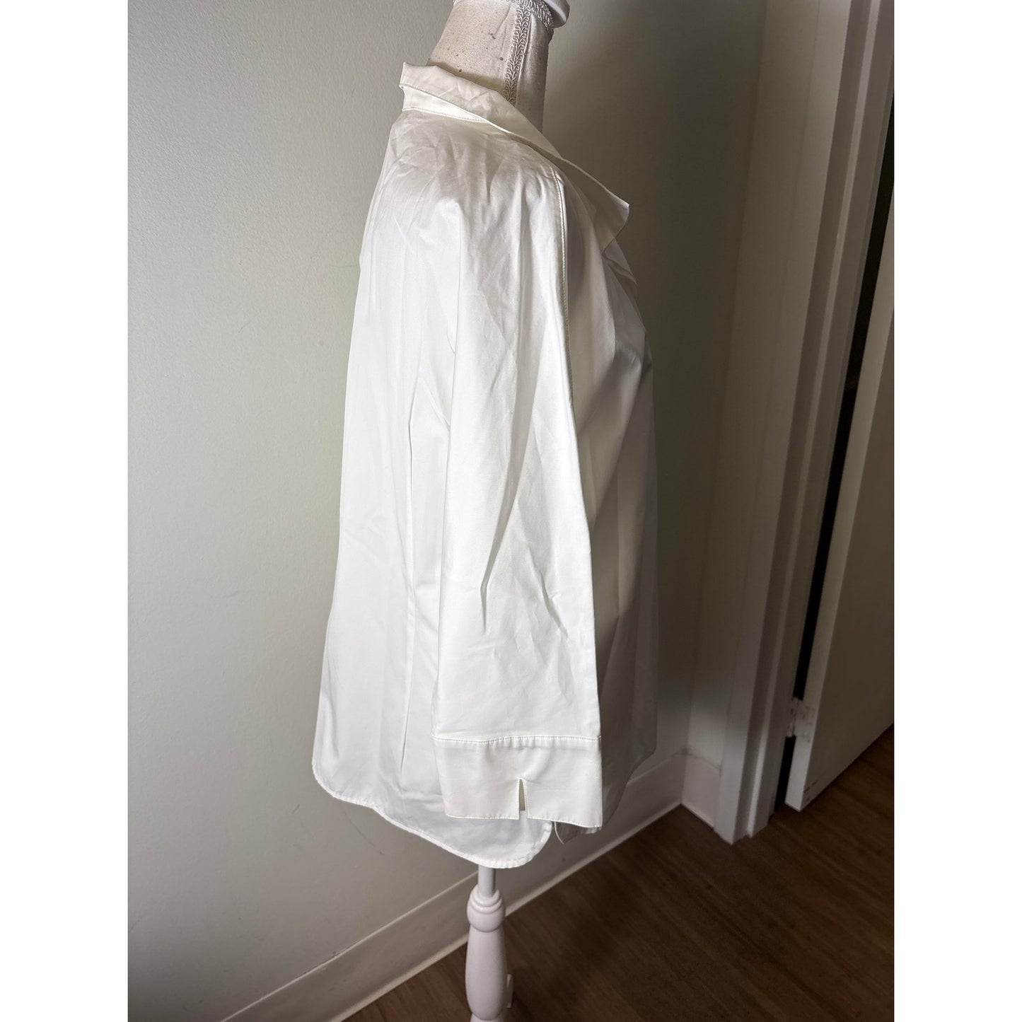 NWT Ann Mashburn White Poplin Fanny Shirt Top Sz L