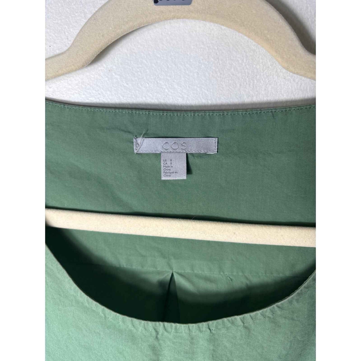 COS Green Cotton Long Sleeve Tunic Style Top Sz 8