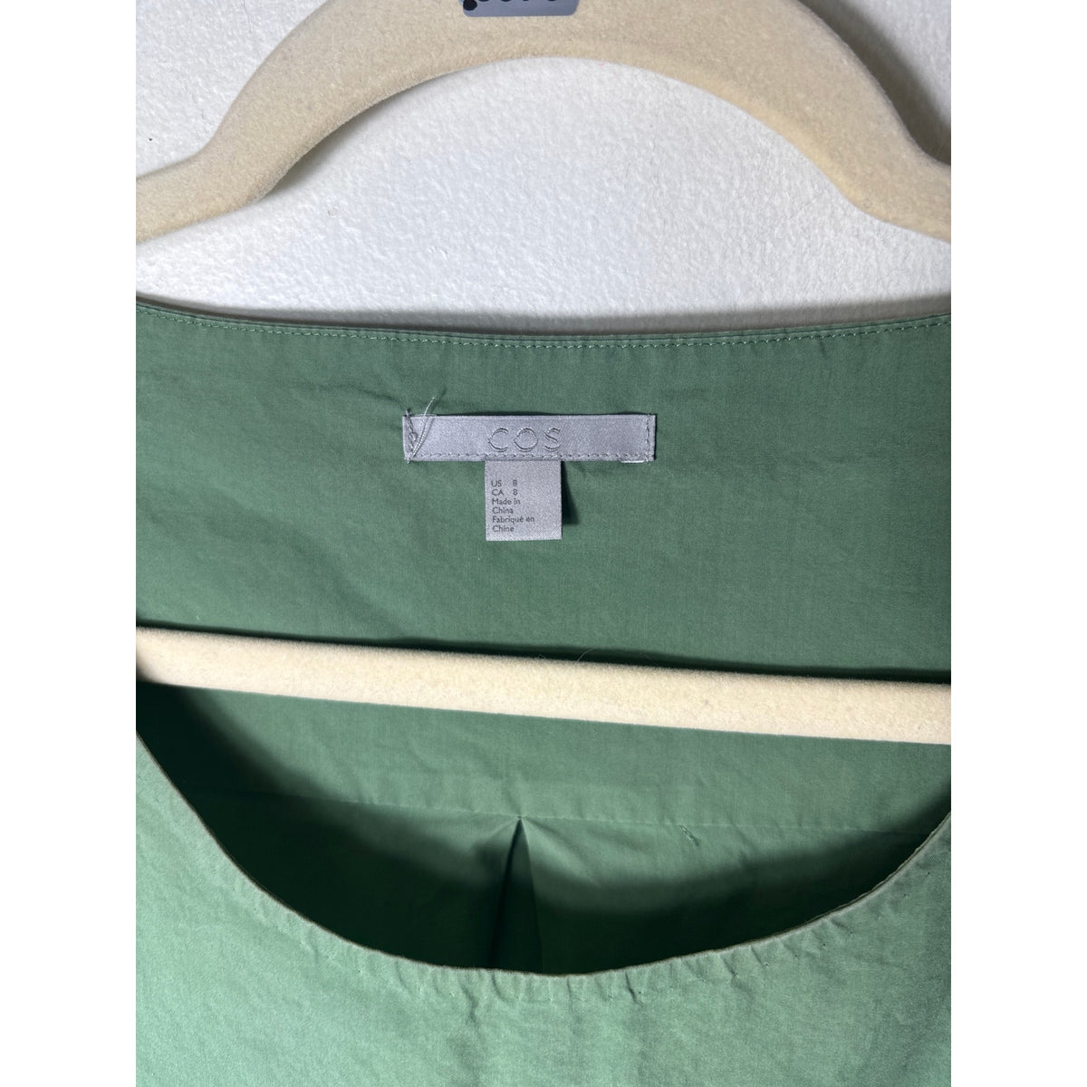 COS Green Cotton Long Sleeve Tunic Style Top Sz 8