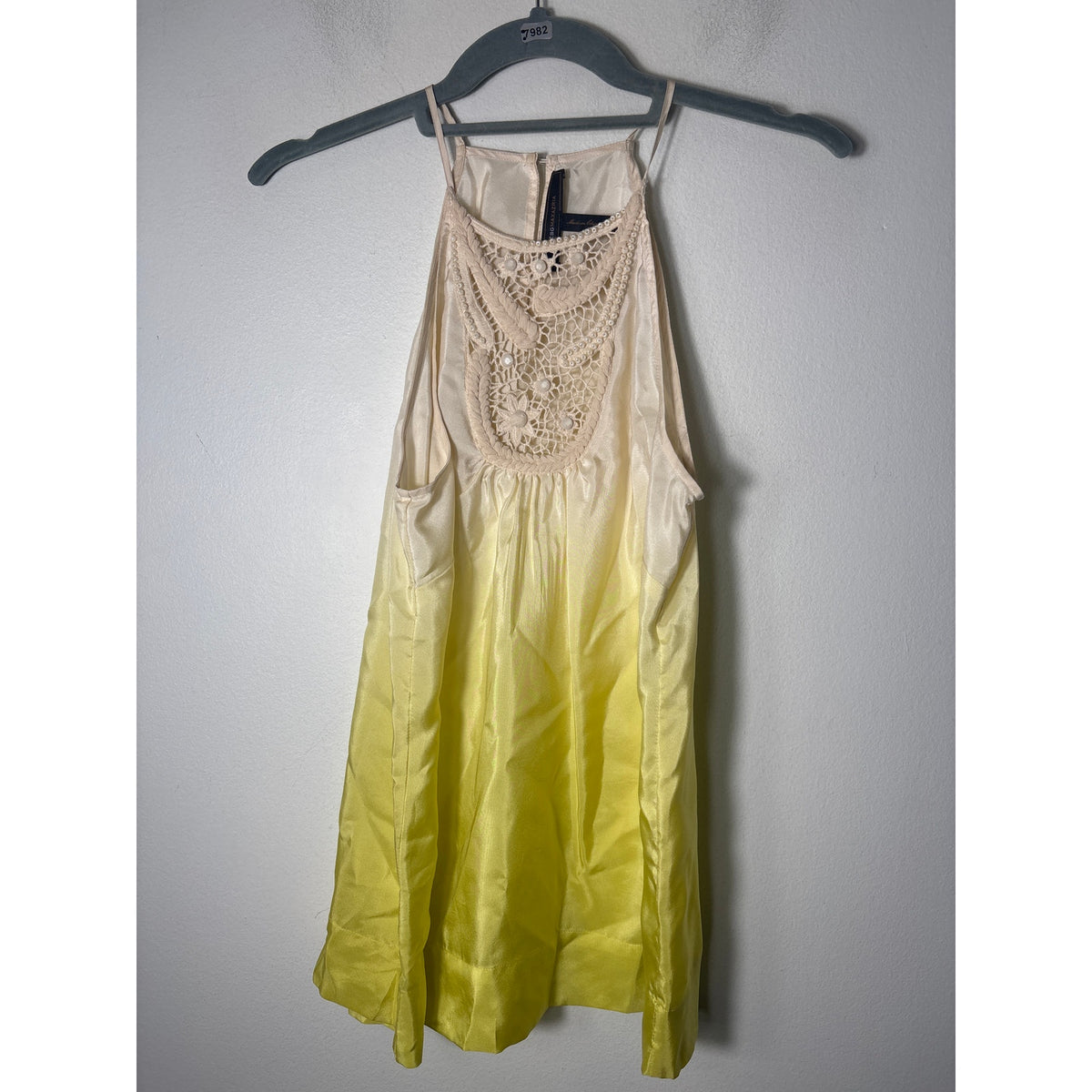 BCBG Yellow Hombre Flowy Beaded Top Sz XS